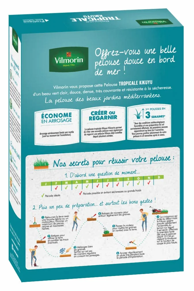 Vilmorin 4344512 - Césped Tropical Kikuyu, verde, 500 g