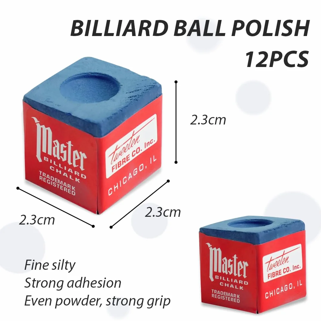 CATOR 12 piezas Tiza de billar azul para mesa de billar accesorios