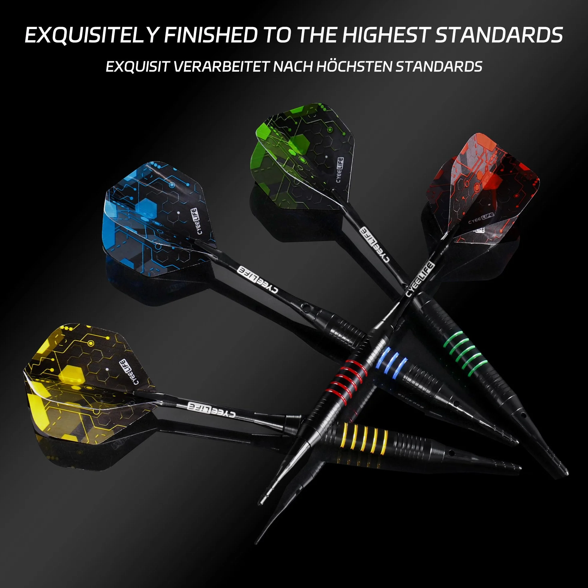 CyeeLife Set de Softdarts 12 piezas 16g dardos con punta de plástico 24 vuelos 50 puntas
