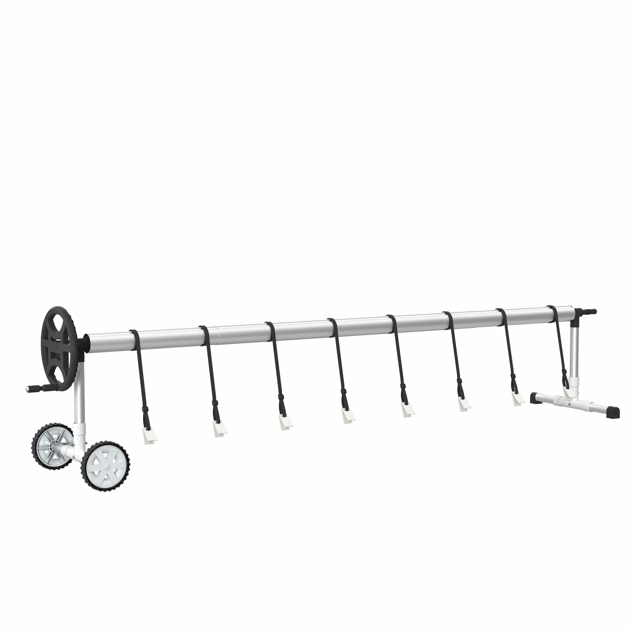 XMTECH Sistema de enrollado para piscina, enrollador de piscina, tubo telescópico de aluminio, sistema de enrollado para lona de piscina, cubierta solar, resistente a la intemperie (con ruedas-2)