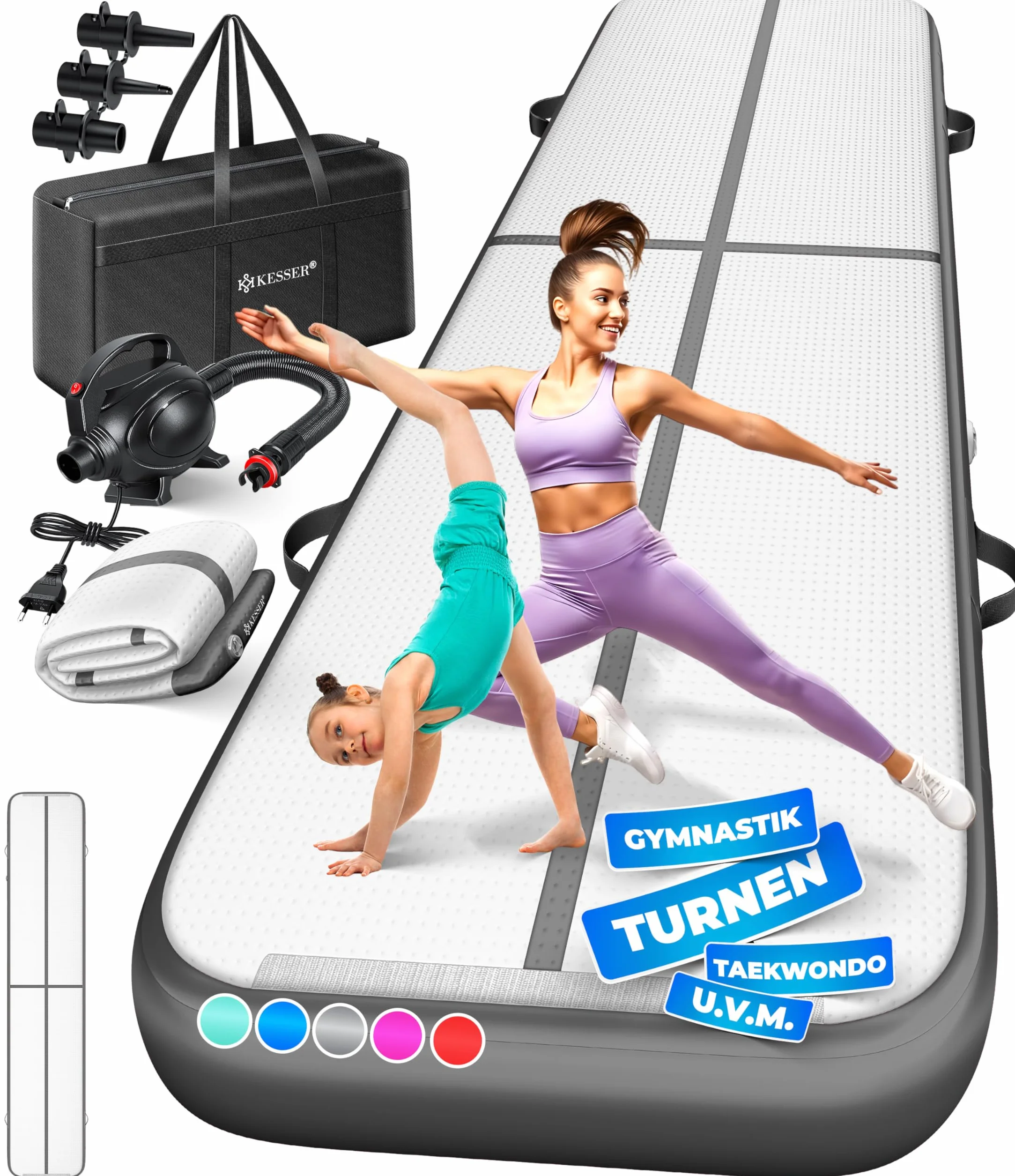 KESSER Colchoneta de Gimnasia Inflable Airtrack 3/4/5/6 m Esterilla de Yoga