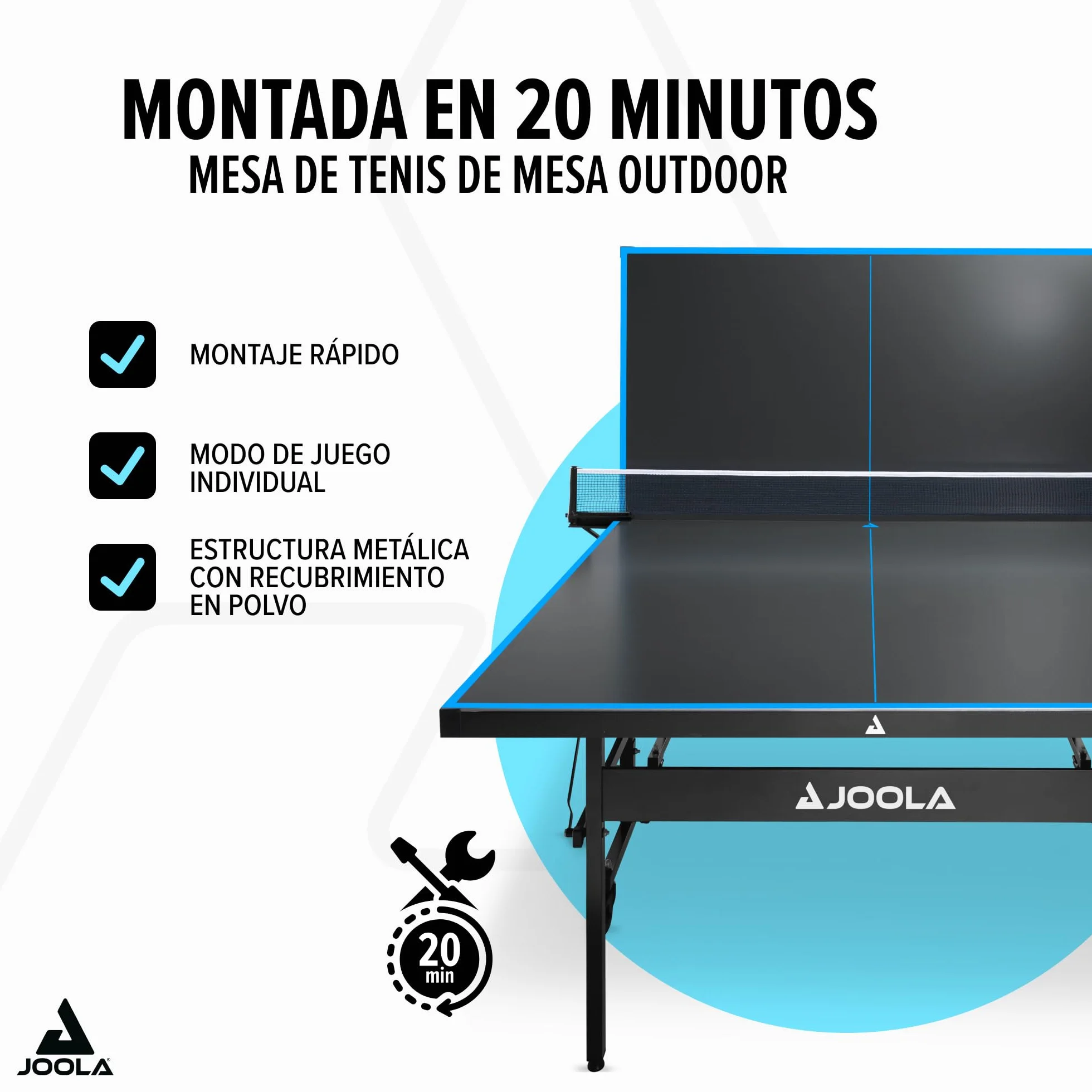 JOOLA Mesa de Ping Pong J200A Outdoor Aluminio 6mm Plegable