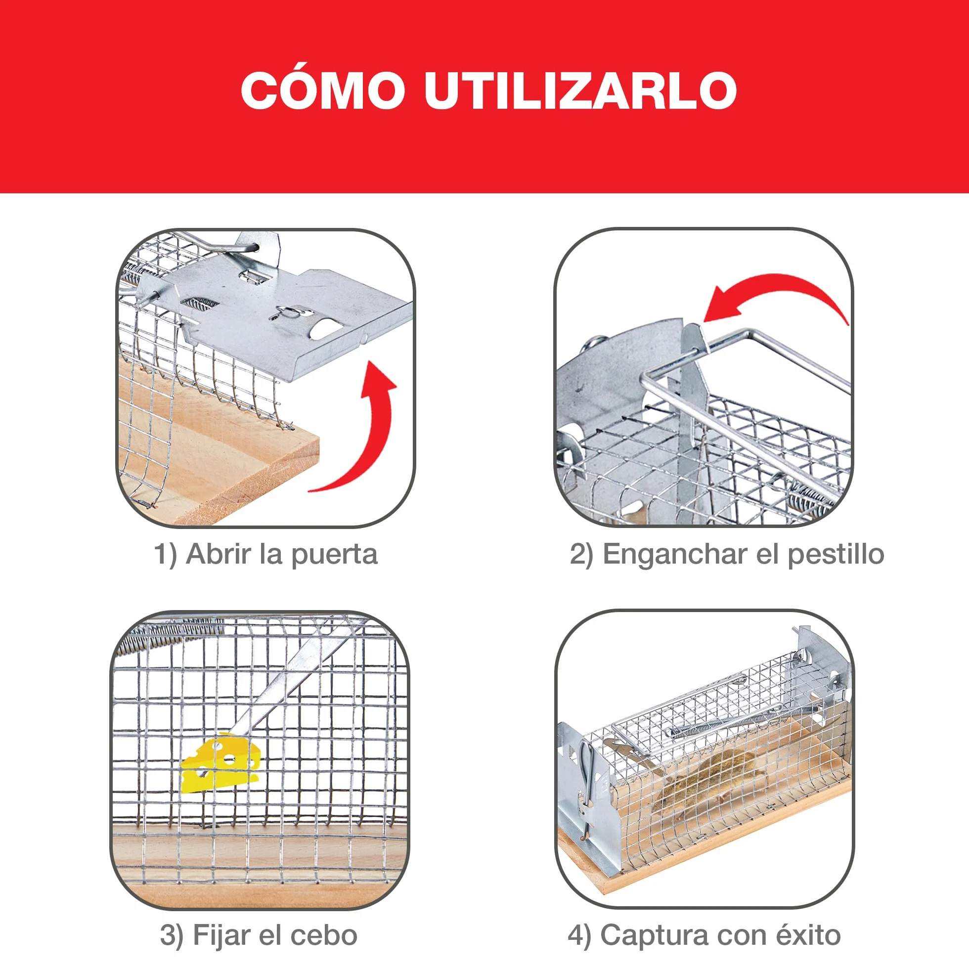 SWISSINNO Jaula para Ratones, Construida en madera y metal, Atrapar + soltar, Diseño seguro, Uso interior y exterior, Segura para niños y mascotas, Fabricado en Europa, 1x Trampa