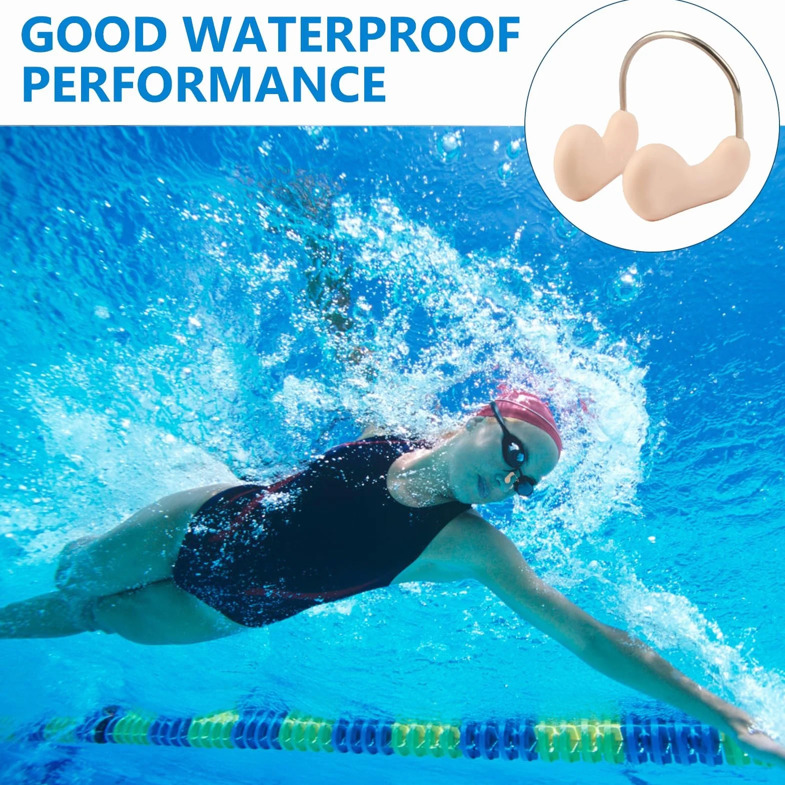 Pinzas Nasales de Silicona para Natación, Impermeables, Set de 12, Beige