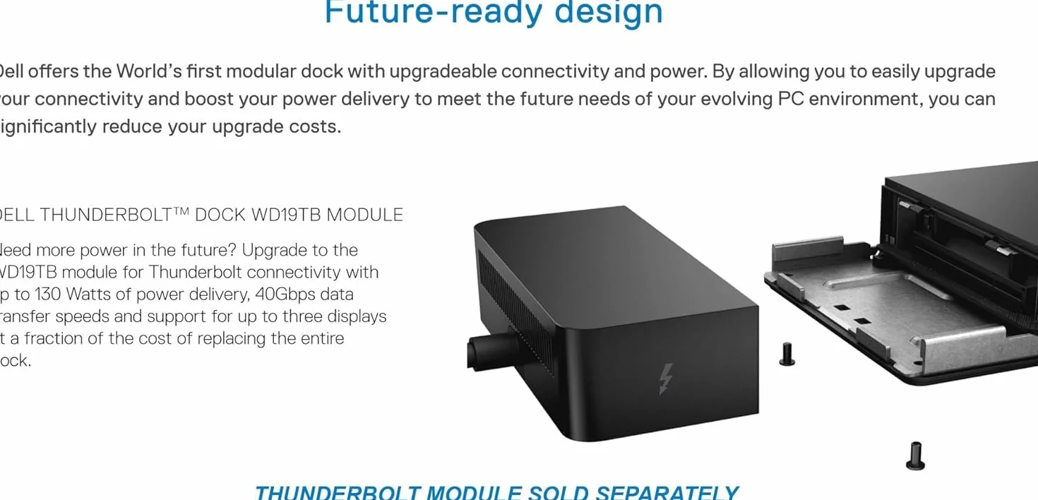 Dell WD19 180 W Estación de acoplamiento USB-C HDMI DisplayPort Negro Reacondicionado