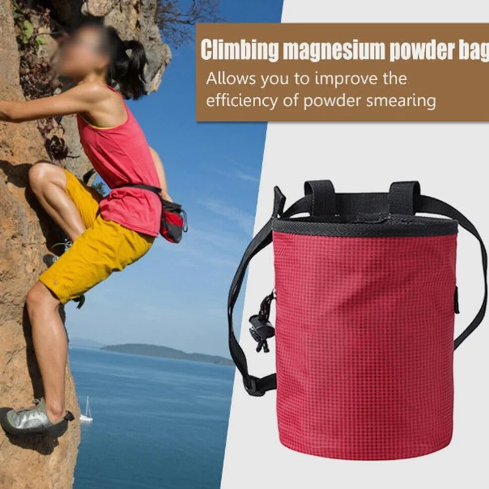 Bolsa de magnesio de poliéster resistente al desgaste con cinturón ajustable 12 x 8 x 16 cm negro