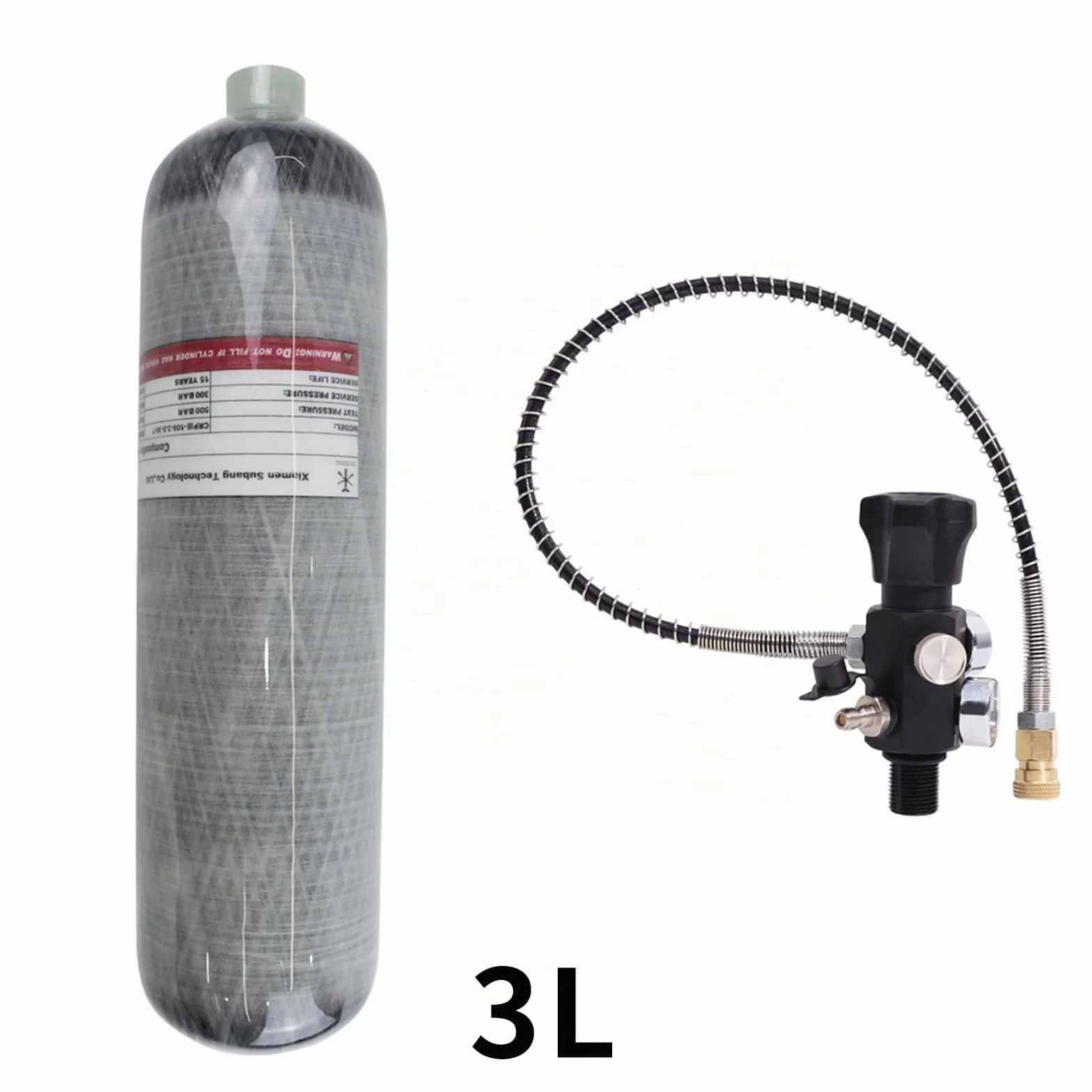 TUXING Cilindro de Fibra de Carbono 3 L 183 Pulgadas cúbicas Tanque de Aire Paintball 4500 PSI