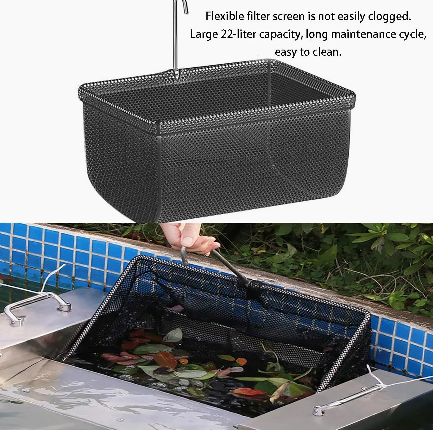 Espumador de estanque de acero inoxidable, colector de desechos multiusos, bomba de alto flujo limpiador automático para estanques de peces y piscinas, herramienta reductora de lodo resistente