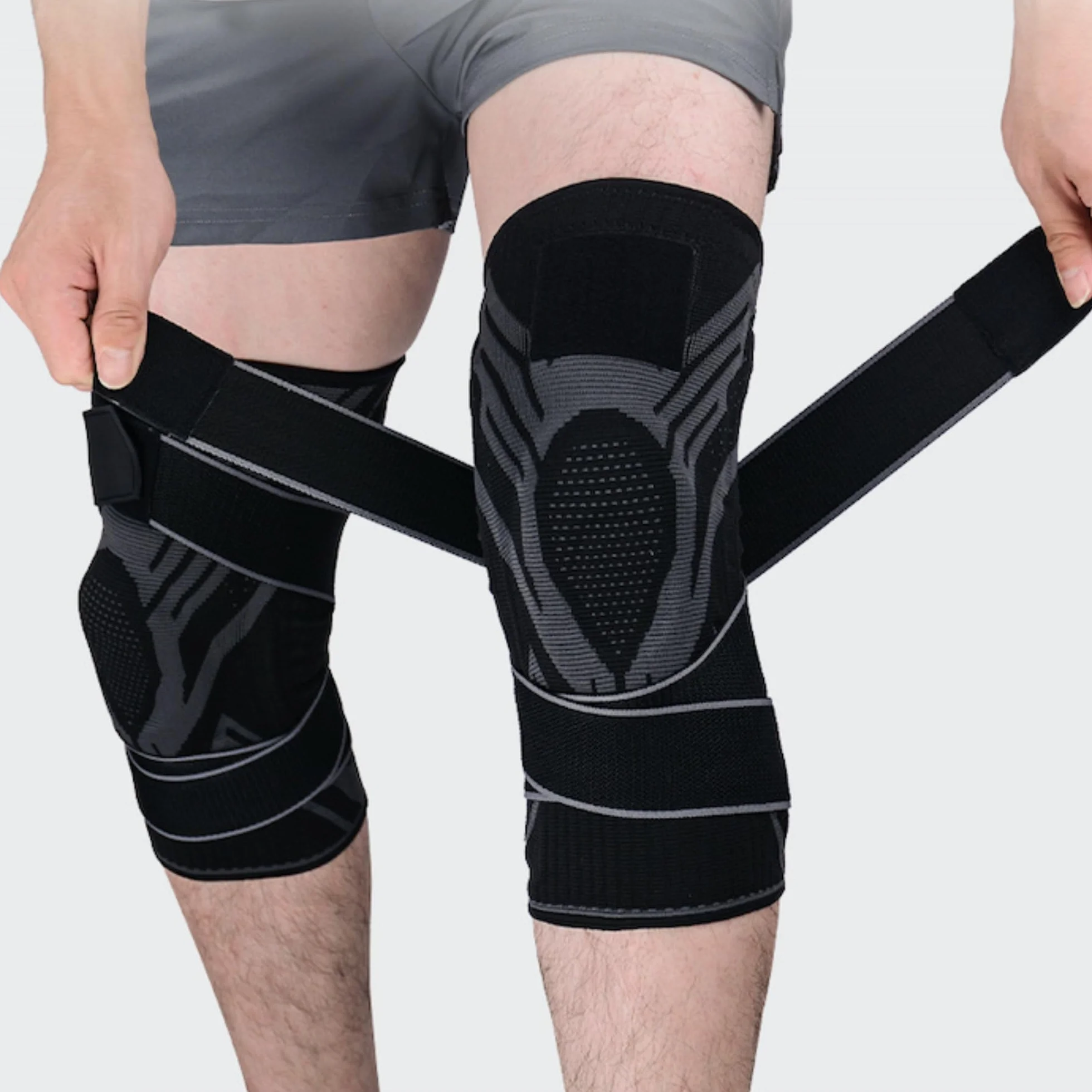 Drakon Rodillera de Compresión Menisco y Ligamento con Estabilizadores Laterales, Negro Large