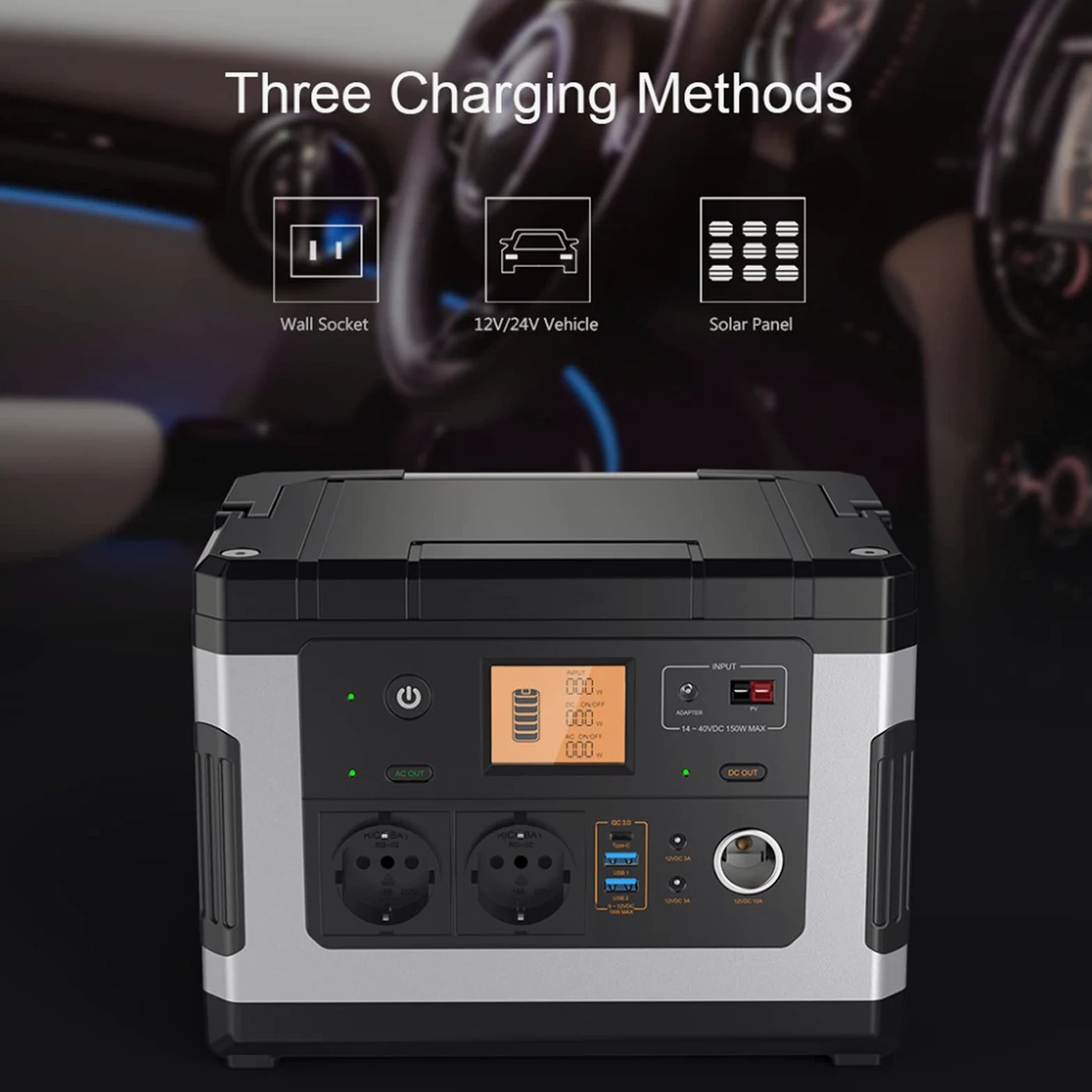 Generador De Estación De Energía Portátil De 500Wh Onda Sinusoidal Pura De 300 W Salida AC/DC/USB Banco De Baterías Recargables para Fuente De Respaldo De Energía para Acampar