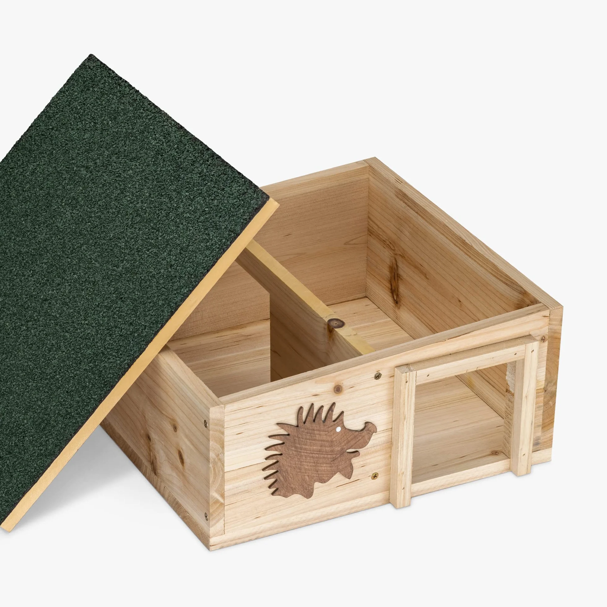 Navaris Casa para erizos de Madera - Casita para Erizo Conejos roedores para Exteriores y jardín - Caseta Grande para hibernación - 40 x 40 x 19 CM