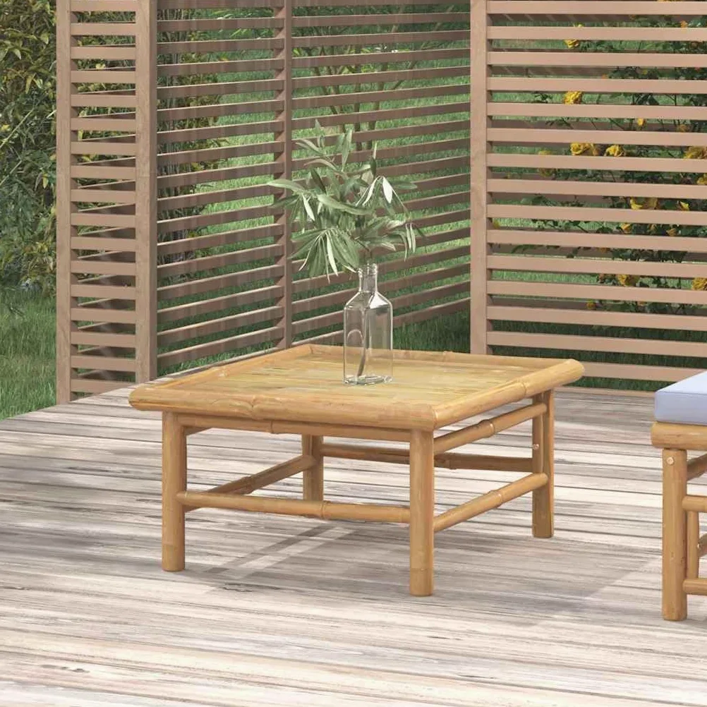 Mesa de jardín de bambú, 65 x 55 x 30 cm, diseño moderno, resistente y duradera, para balcón, terraza y jardín como mesa de centro o mesa auxiliar