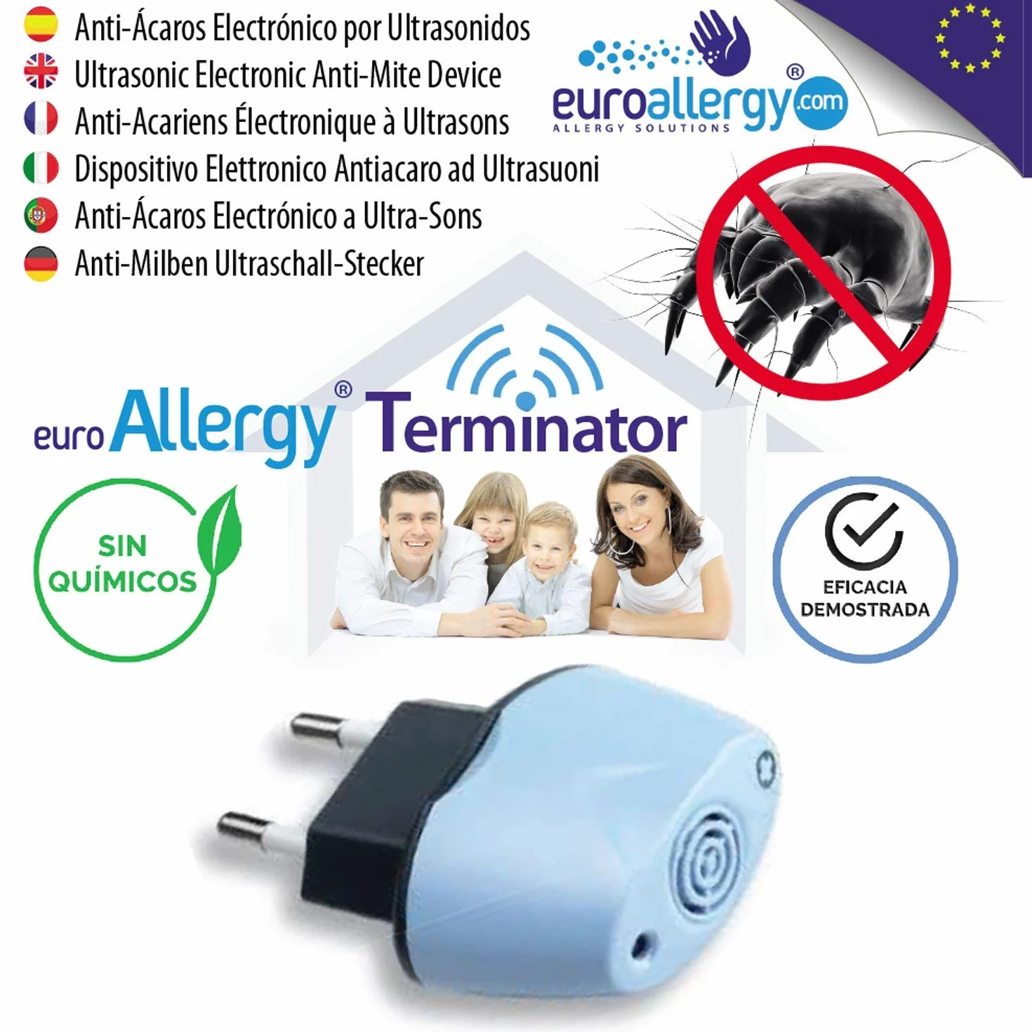 Terminator - AntiAcaros Eléctrico por Ultrasonidos. Solución Atóxica y Ecológica para la Alergia a los Ácaros