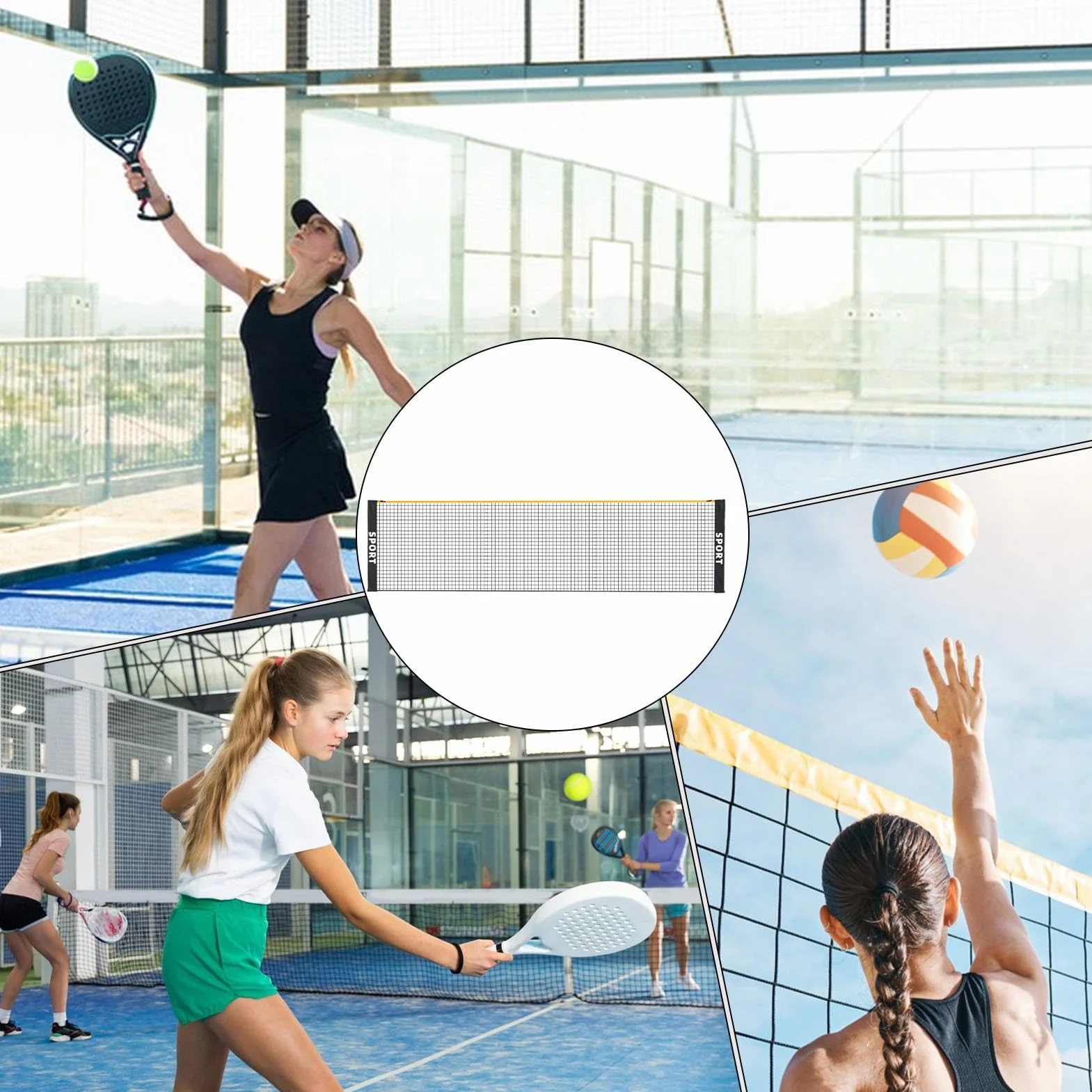 Red de bádminton portátil de 3 m de poliéster para niños y adultos, altura ajustable con soporte