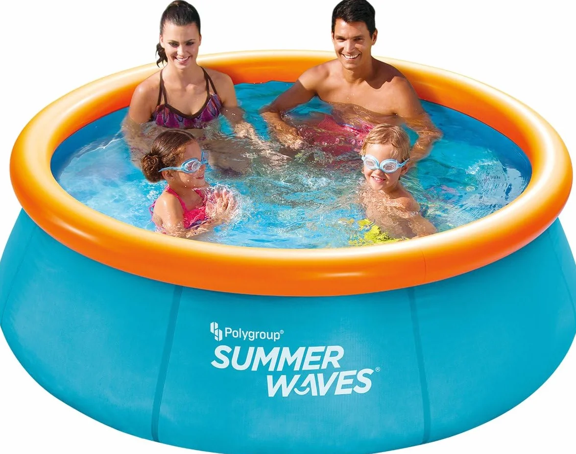 Summer Waves Piscina Desmontable Hinchable Familiar, Piscina de Jardín Redonda 3D, Incluye 2 Gafas, 2.44 M x 76 CM