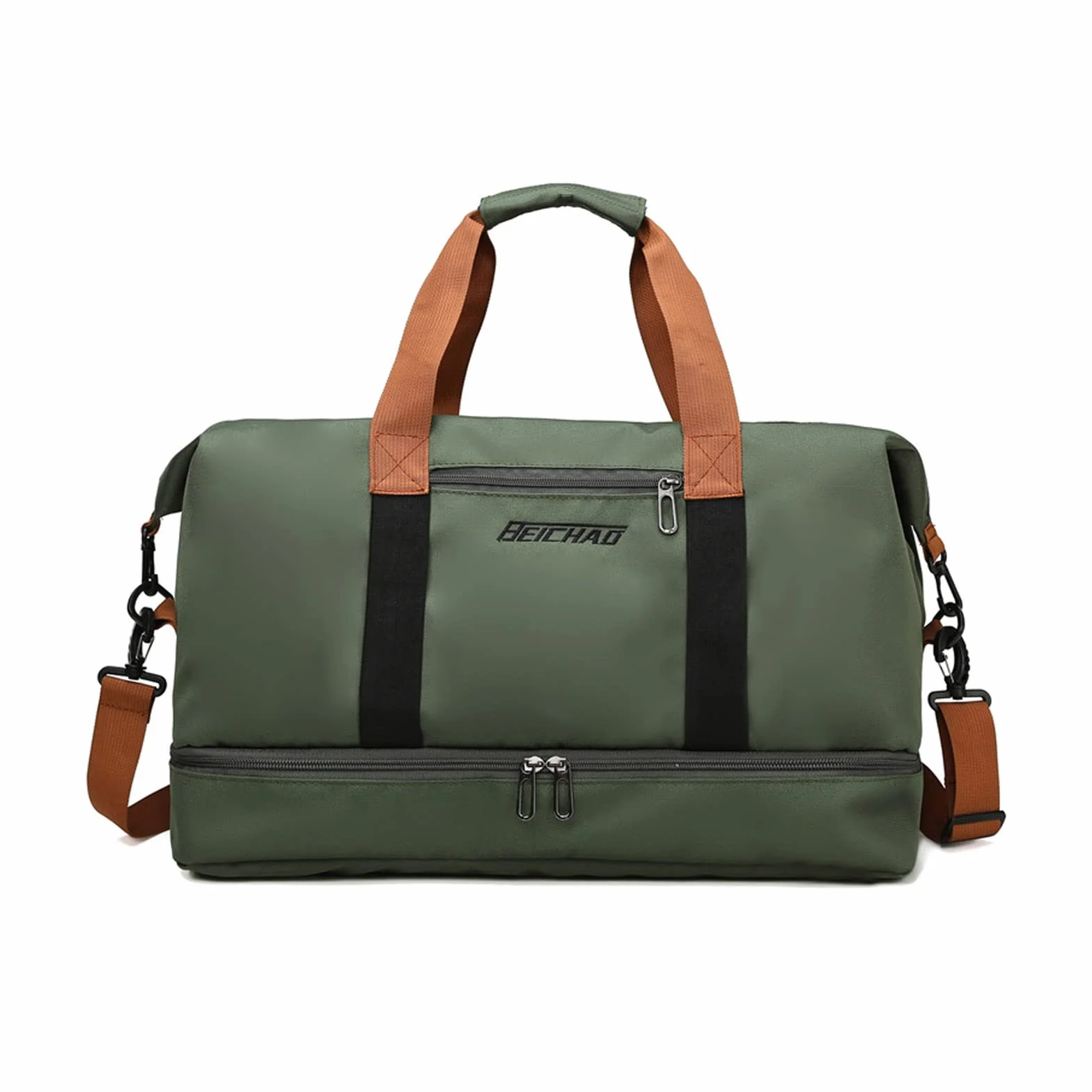 FANDARE Bolsa de Viaje Deportiva Gimnasio Mujer Hombre Fin de Semana Senderismo Maleta de Mano con Bolsillo Húmedo y Compartimento para Zapatos Verde