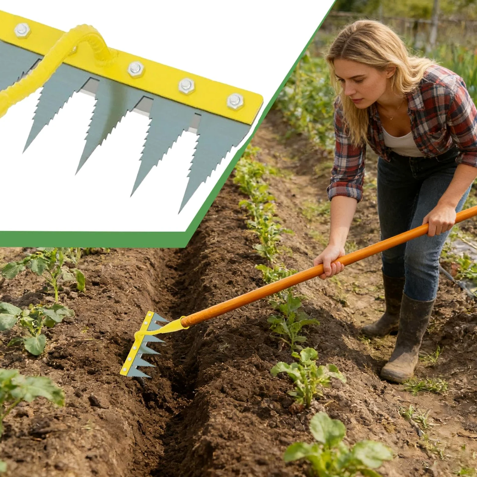 Rastrillo desbrozador para jardín,Herramienta Resistente para escardar | Herramienta arrancadora de Hierba,para Exterior jardín césped Patio Macizo de Flores Invernadero vivero frutal
