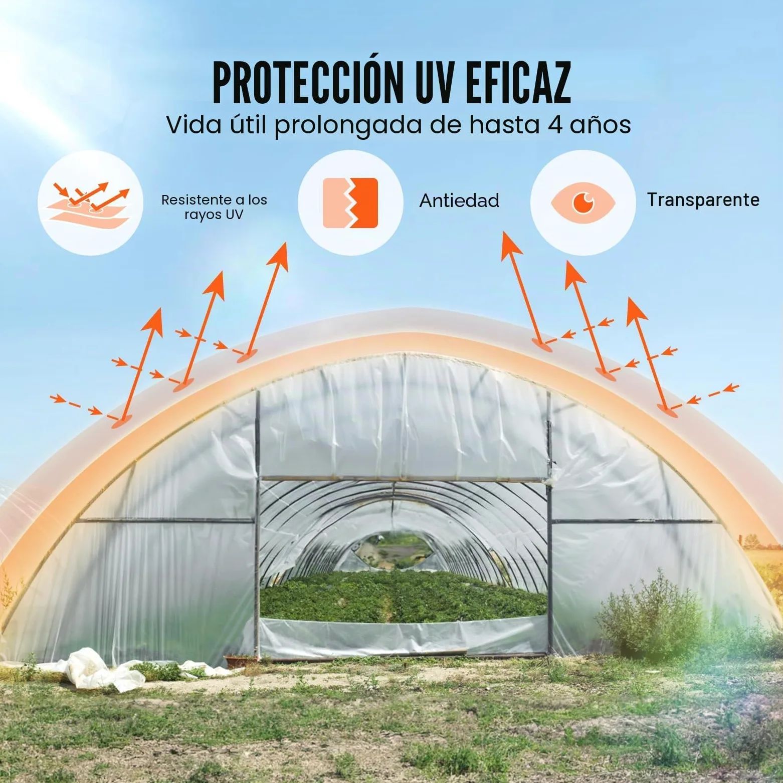 VEVOR Cubierta de Invernadero Cubierta de Plástico Transparente para Invernadero 7,6x7,6 m​ Espesor de Película de Polietileno 6 mils Resistente a los Rayos UV Protección para Jardinería, Agricultura