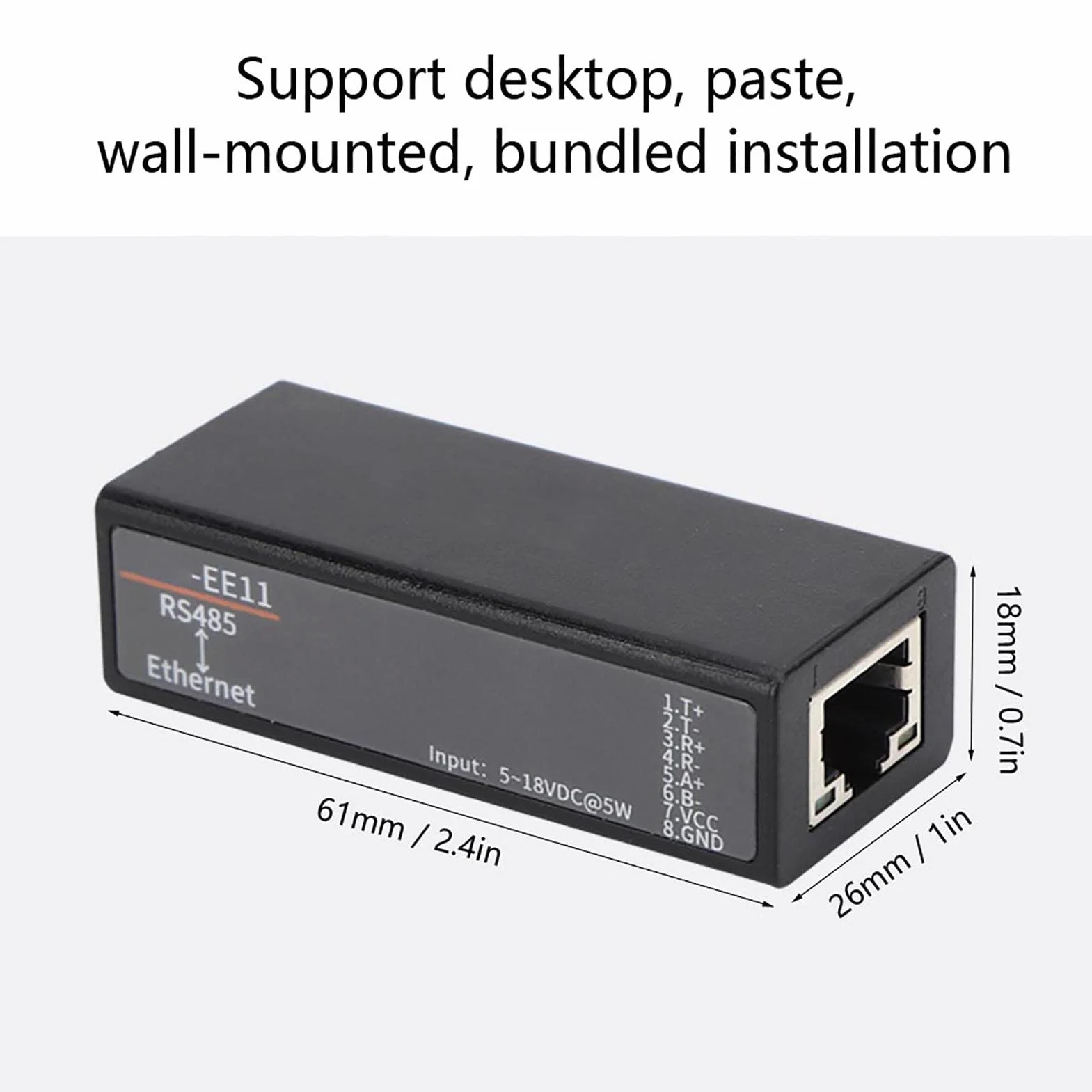 Módulo de Comunicación Ethernet Industrial HF7121, Servidor Serie IP/Modbus, 10/100M, 5-36VDC