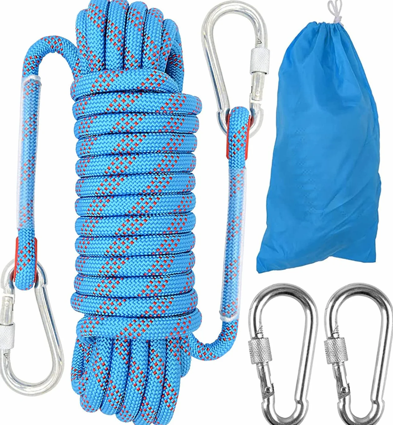 Cuerda de escalada estática 10 mm con mosquetones para seguridad y escape al aire libre