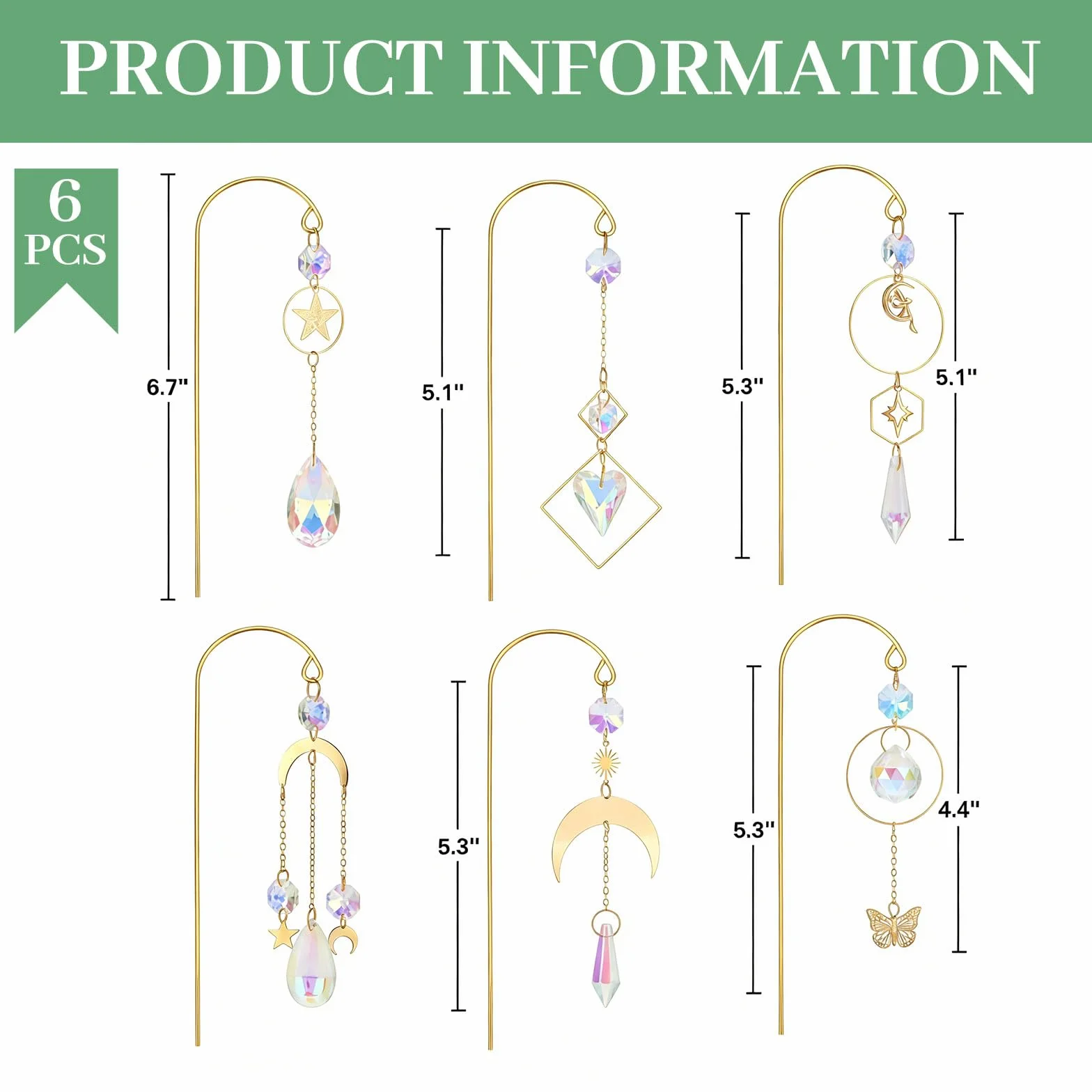 Crystal Suncatcher, 6 Piezas Atrapanuevos de Cristal y Atrapasoles de Cristal, Decoración de Ventana Colgante con Prisma Capturador de Luz para Jardín y Ventana