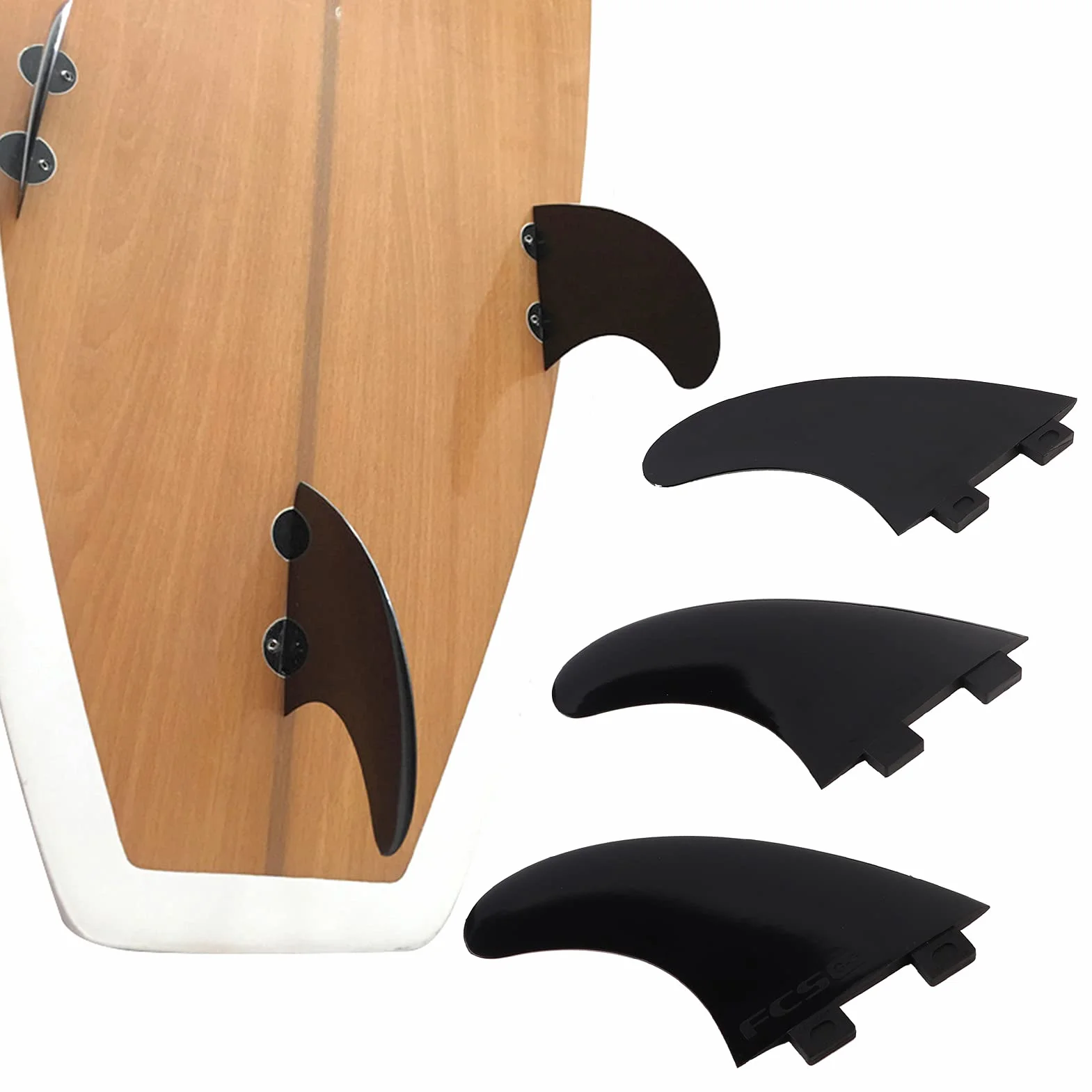 MAGT FCS G5 Aleta de Tabla de Surf 3Pcs Set Durable para Longboard y Paddleboard Negro/Blanco