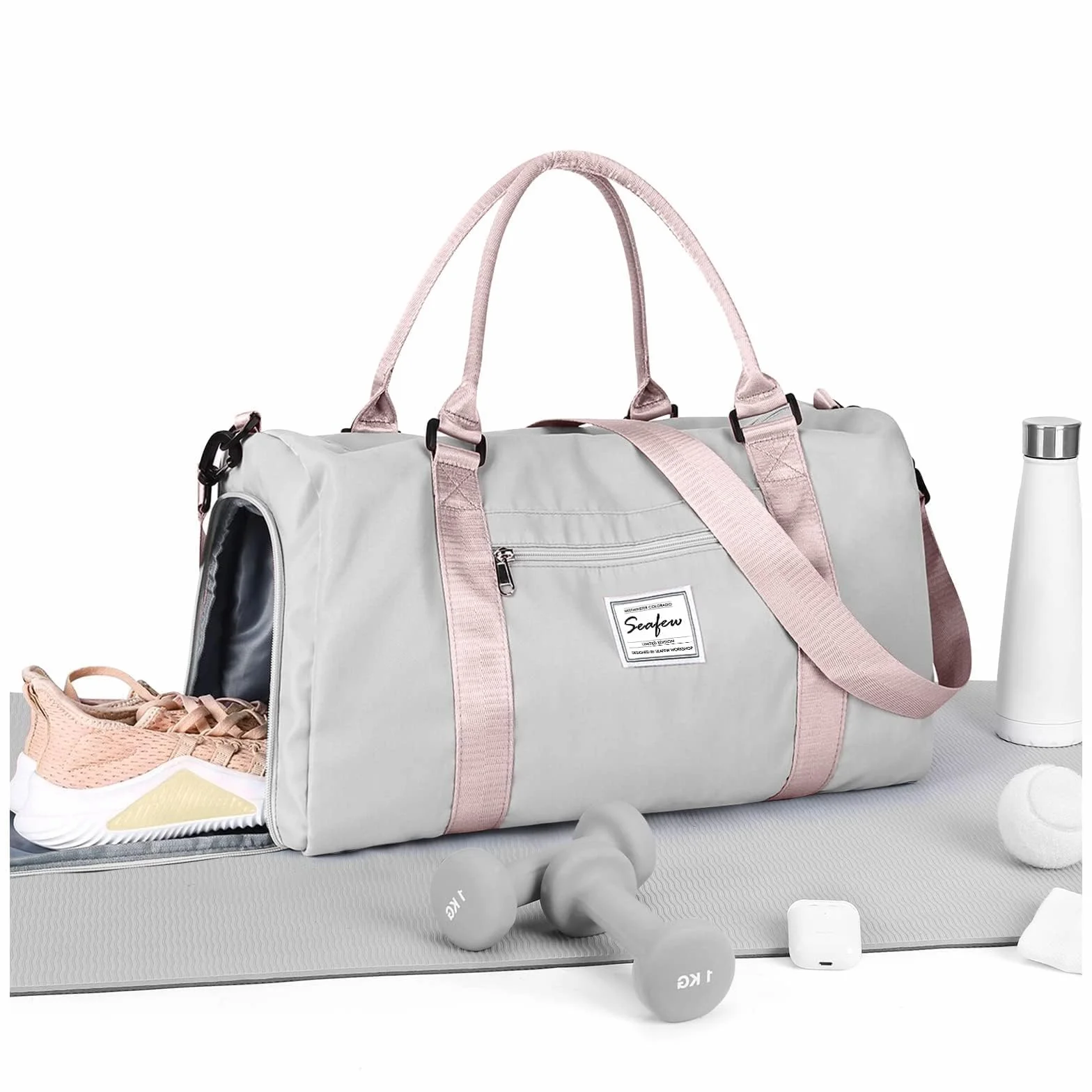 Bolsa Gimnasio Deportiva Mujer Hombre Grande con Compartimento Zapatos Bolsillo Húmedo Sports Gym Bag