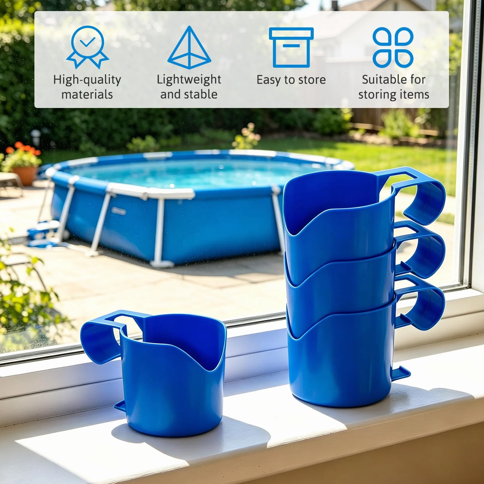 Juego de 6 portavasos para Piscina, de plástico, para Bebidas y Cerveza, Accesorios multifuncionales para Piscinas, Ideales para Bebidas y teléfonos móviles