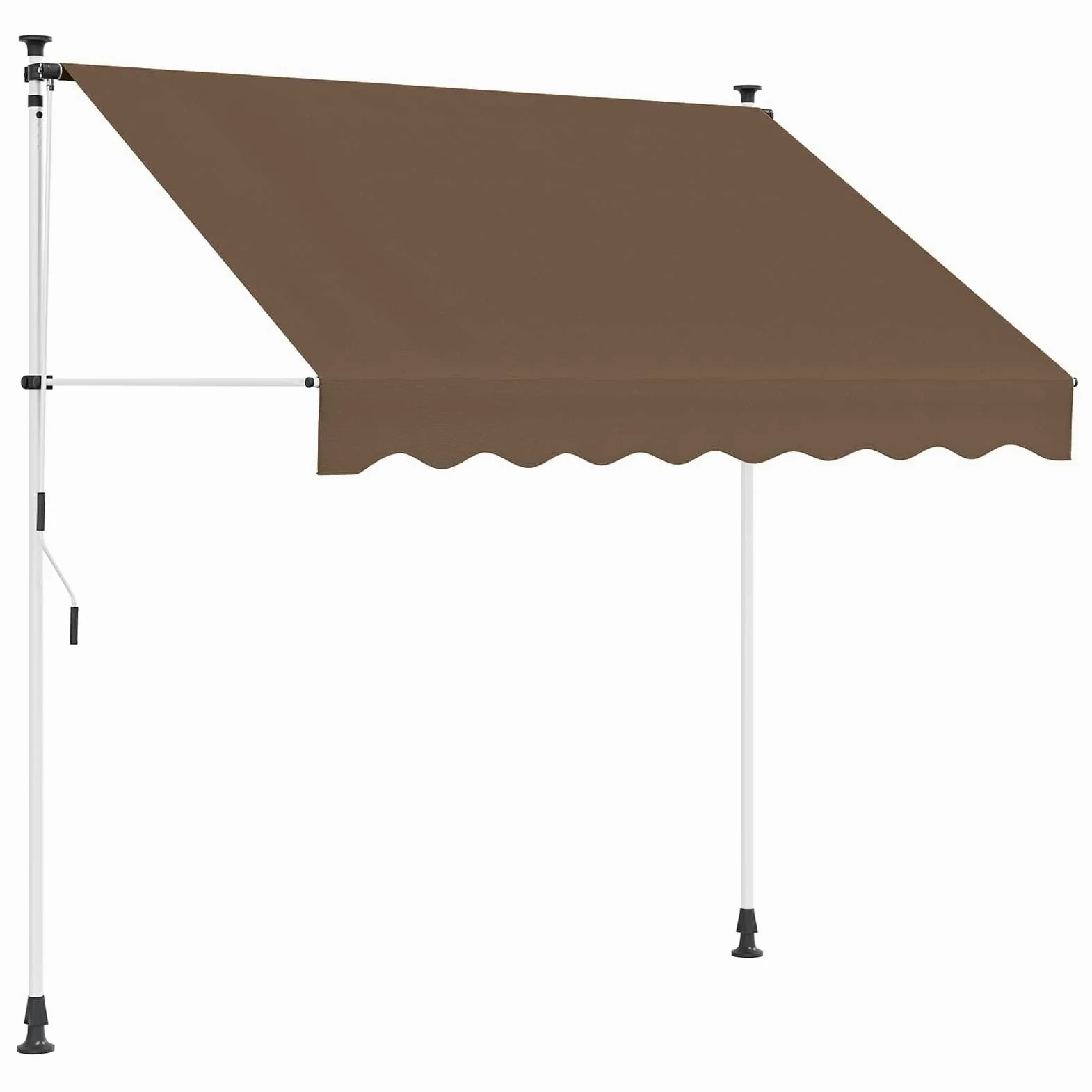 Toldo retráctil manual gris topo 150 cm | Tela recubierta de poliuretano, manivela larga, altura y ángulo ajustables, para patio y jardín