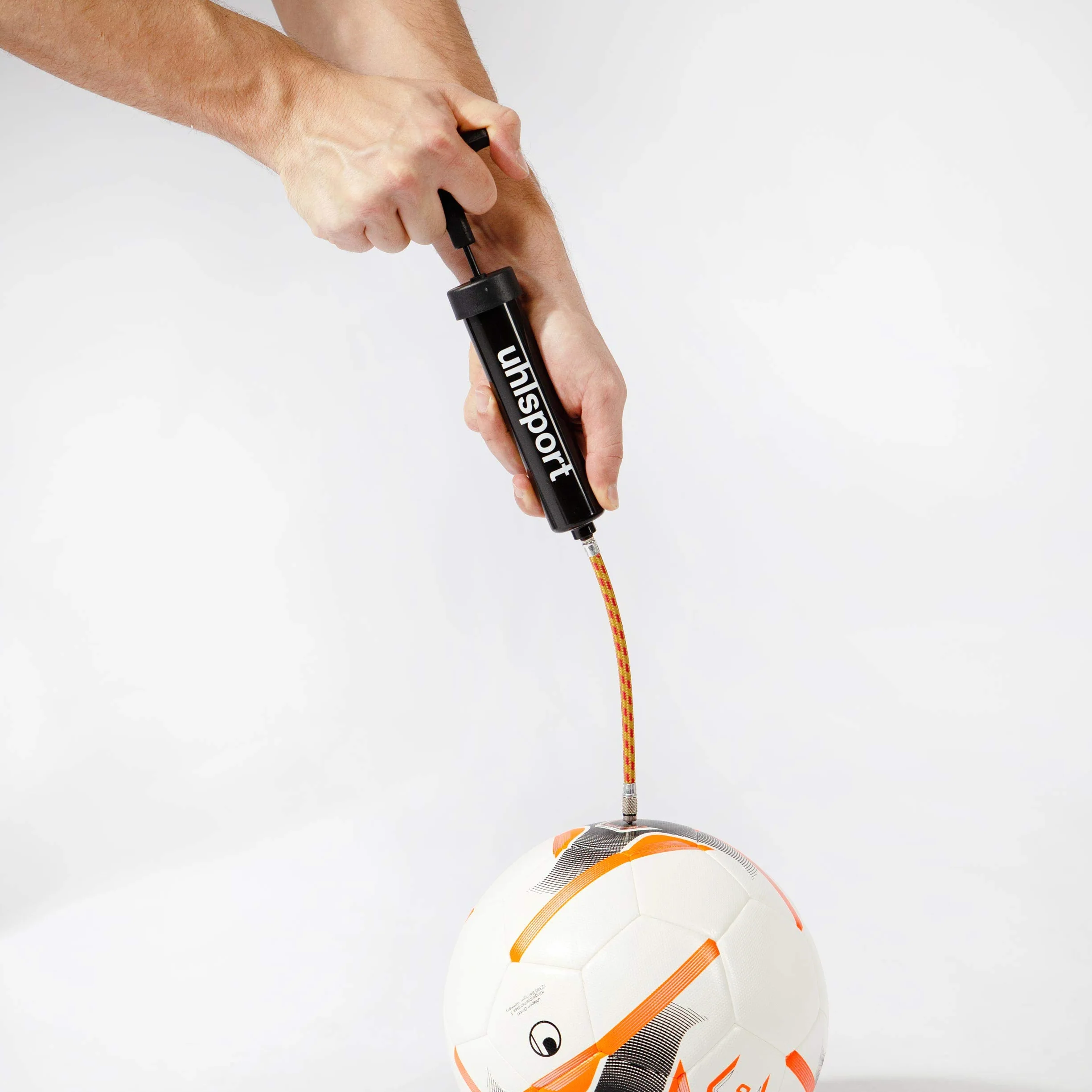 uhlsport Bomba de Aire Compacta para Fútbol, Voleibol, con Extensión Flexible, Negro