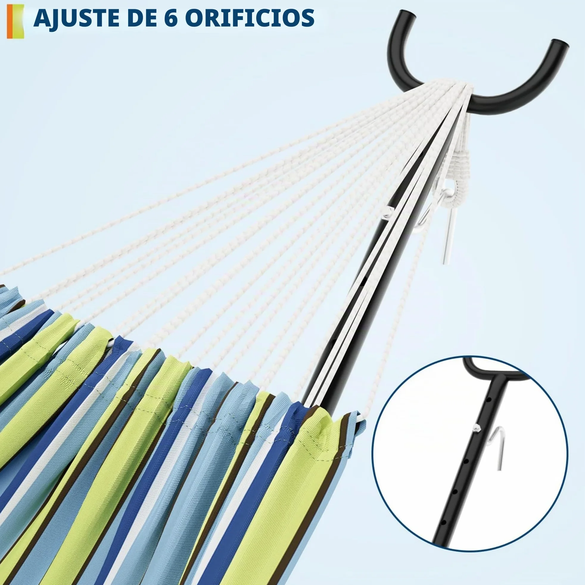Hamaca al aire libre con soporte, hamaca portátil para patio, balcón jardín, hamaca doble pie para terraza de camping
