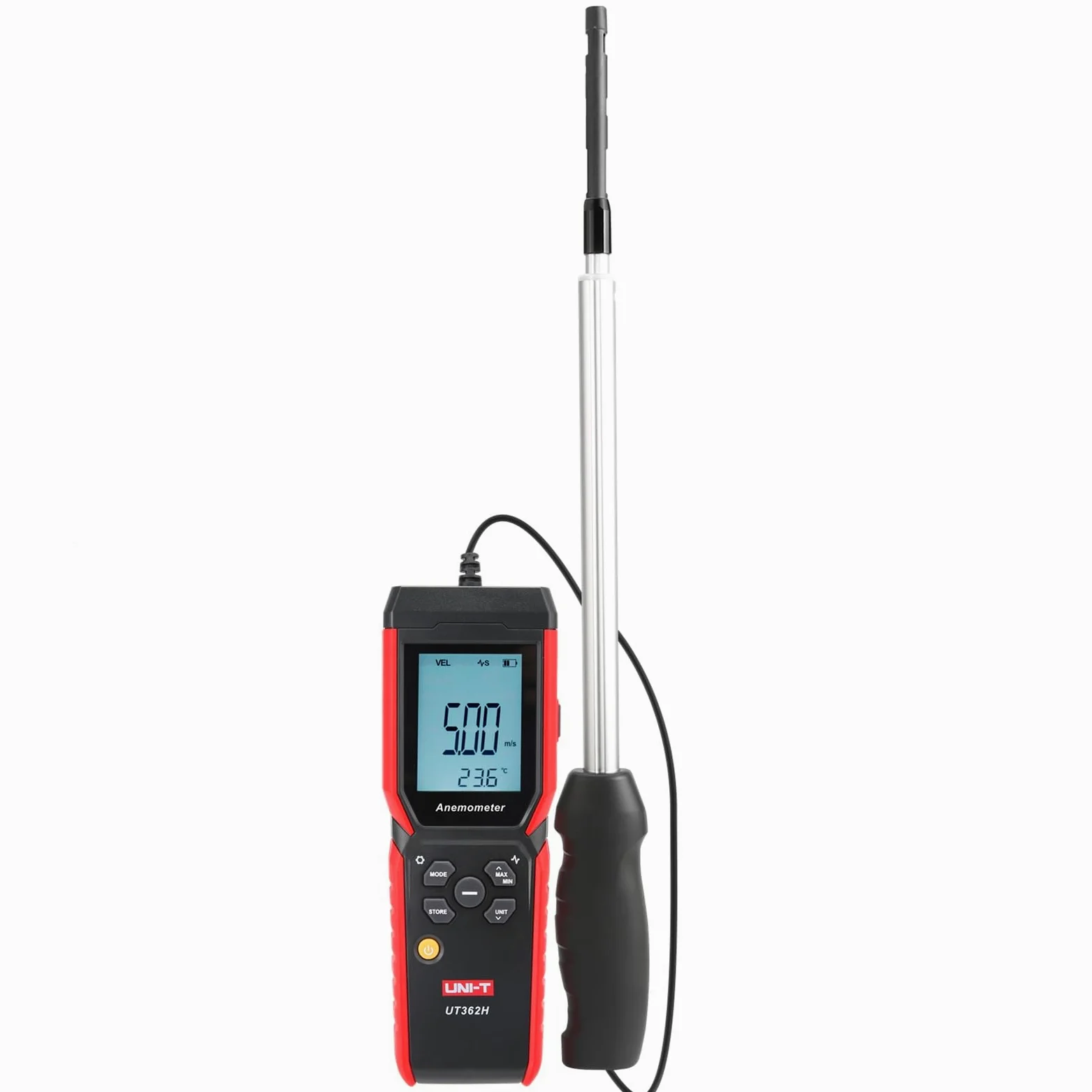 UNI-T UT362H - Anemómetro de cable caliente digital de alta sensibilidad, medición de anemometro, para conductos de ventilación, medición de flujo de aire