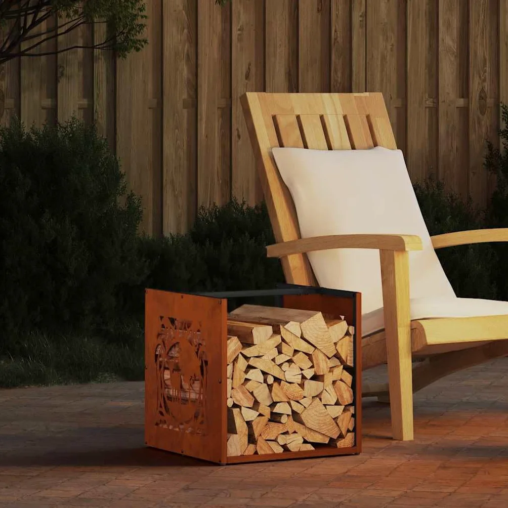 Estantería para leña de acero resistente a la intemperie, 40 x 40 x 40 cm, estantería para leña de gran capacidad, soporte para leña para interior y exterior, almacenamiento de madera estable