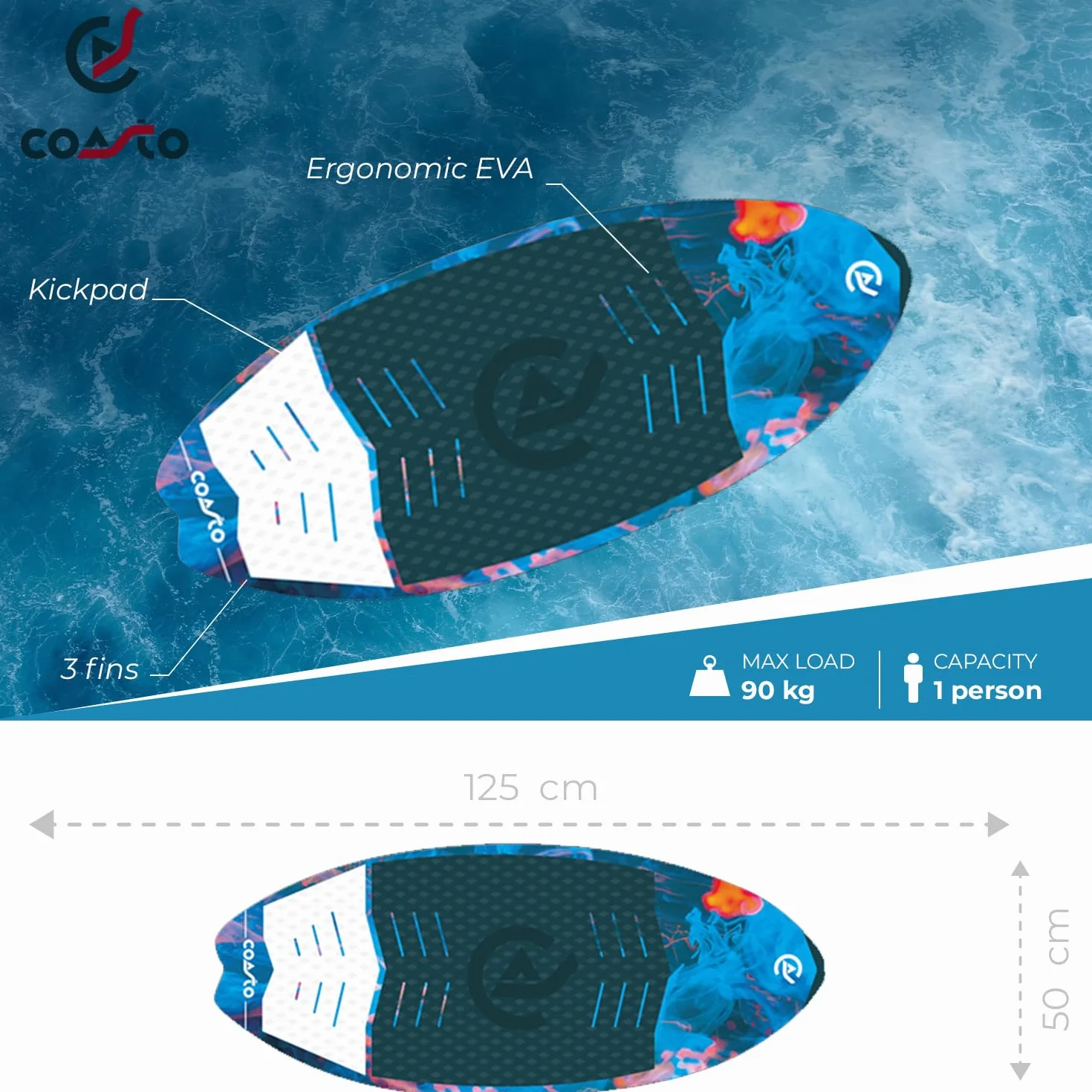 Coasto Wakesurf Opal Ligero Cómodo Práctico