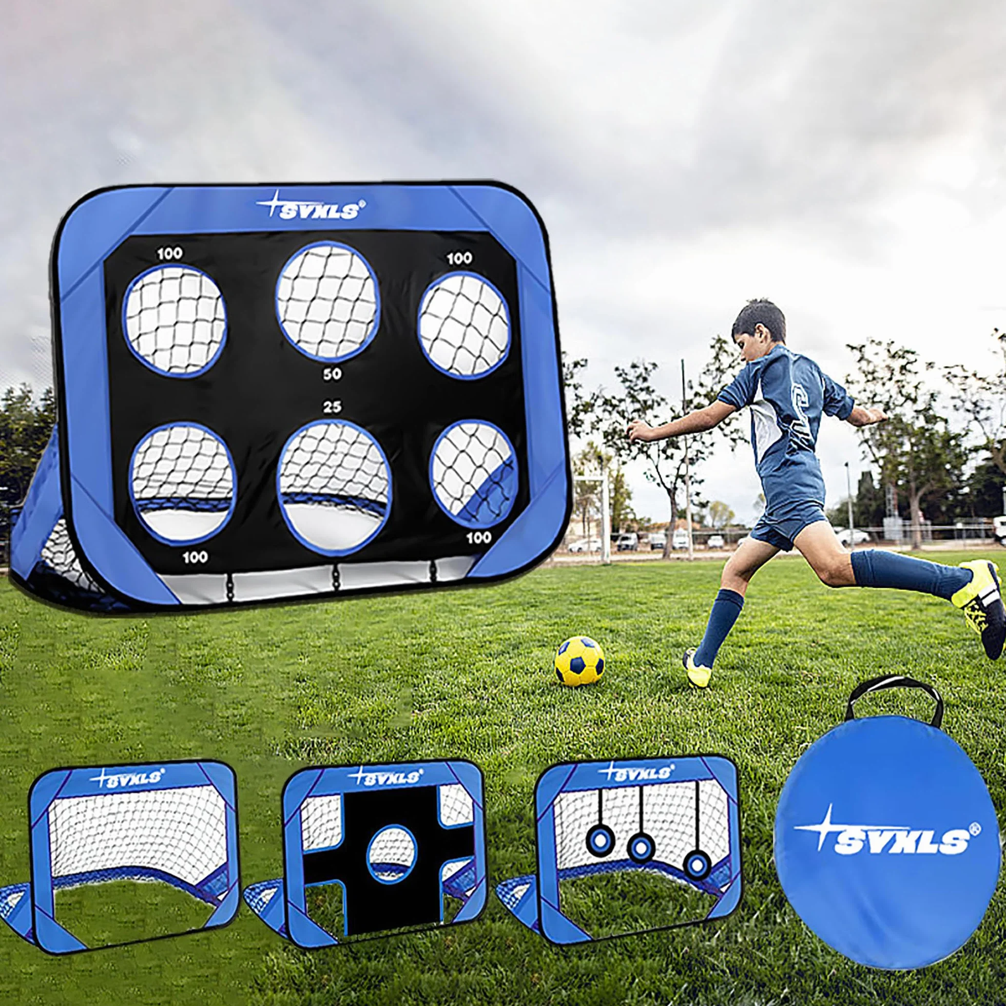 Portería de Fútbol Infantil 4 en 1 Portátil Extraíble para Entrenamiento Interior y Exterior