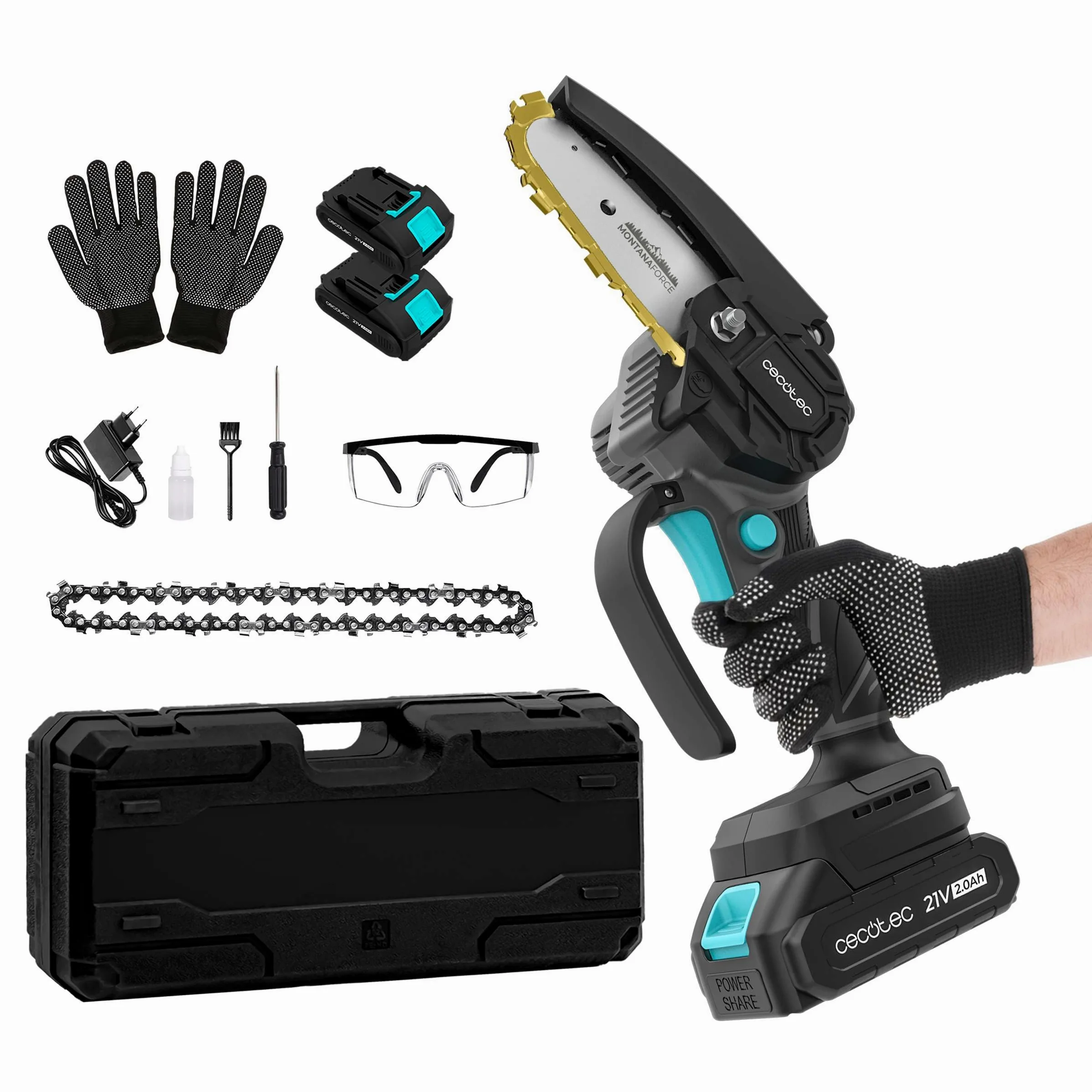 Cecotec Sierra de Podar 4" a Batería 21V MontanaForce 4000 Hand 400W 25000rpm Incluye 2 Baterías Nexus Maletín