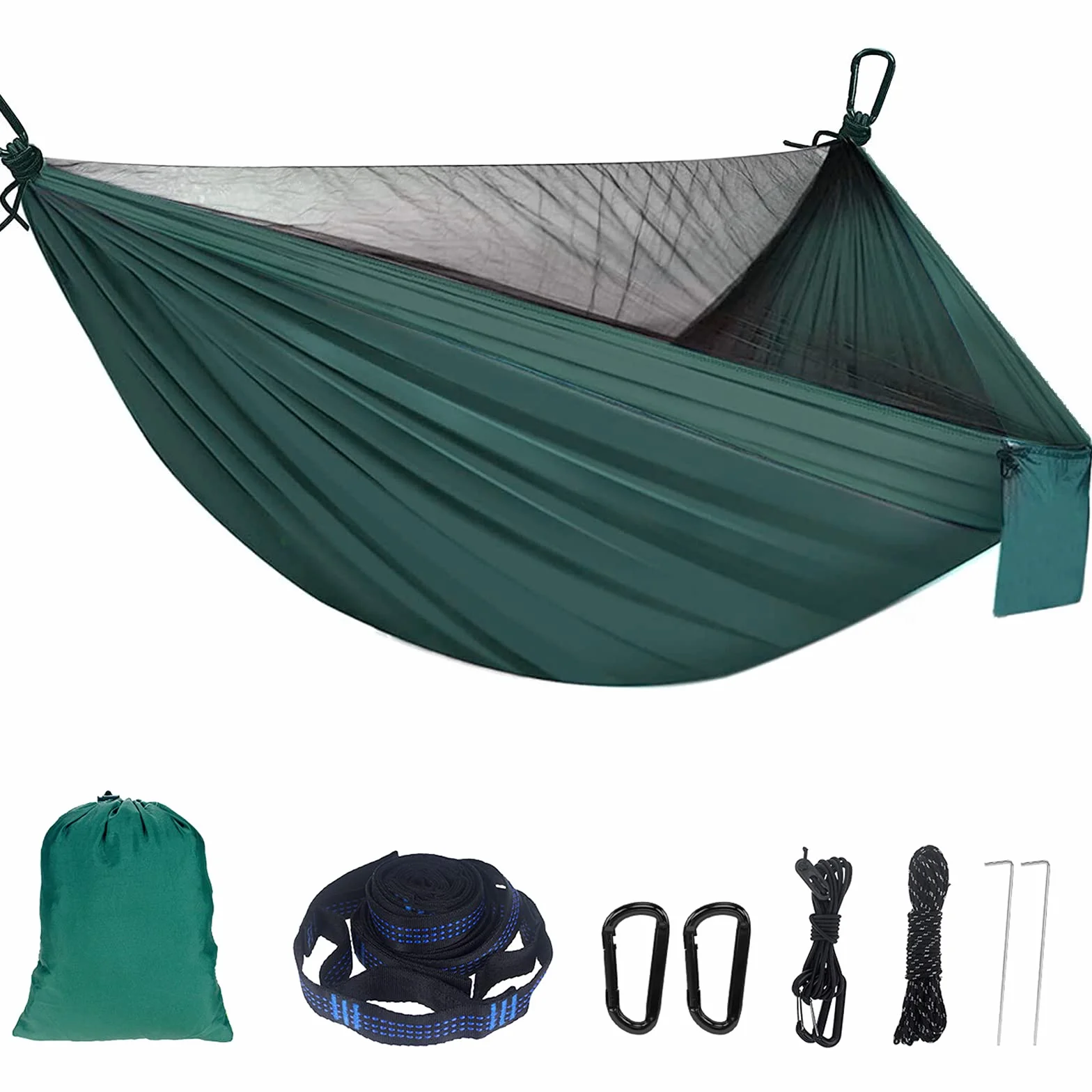 Hamacas Colgantes Sendowtek Hamaca de Viaje de Nylon Supergrande 300KG de Capacidad de Carga Amaca Ligero Portátil para 2 Personas con Mosquitero para Senderismo Jardin Playa Camping al Aire Libre