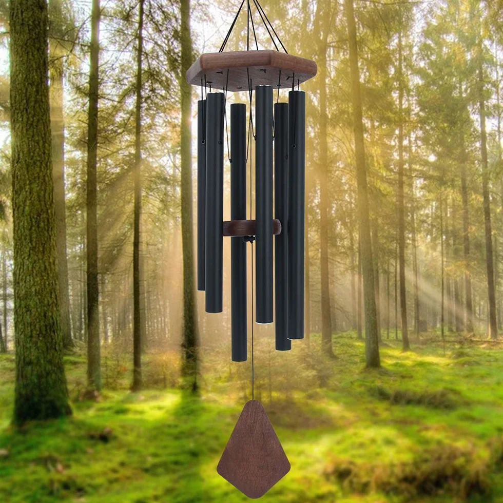 Astarin Campanas de Viento conmemorativas para Exteriores, Tono Profundo, campanillas de Viento para Exteriores, carillón de Viento Personalizado con 6 Tubos afinados, Elegante Timbre para jardín,