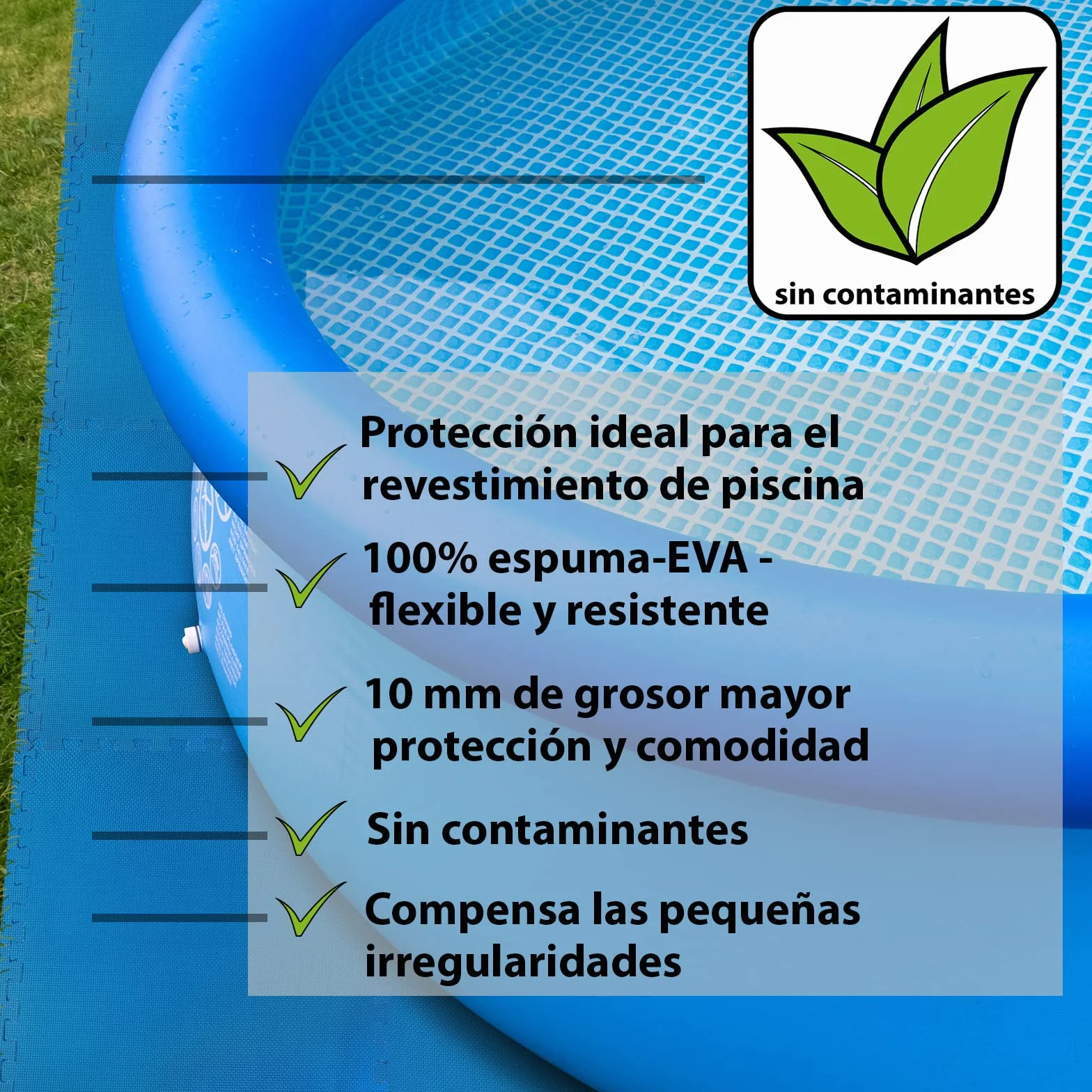 Montafox 2,88 m² Tapiz Piscina 1 cm Grosor Juego de 8 Plancha Azul 60 x 60 cm Suelo Protector Piscina Whirlpool Sistema Enchufable Extensible