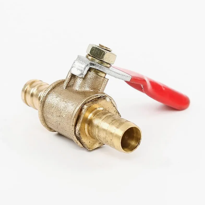 Conector de toque de manguera, Válvula en línea de espiga for manguera de 2 uds, accesorios de válvula de bola de corte de tuberías de agua, aceite, gas y combustible de latón de 6mm-12mm(Tu