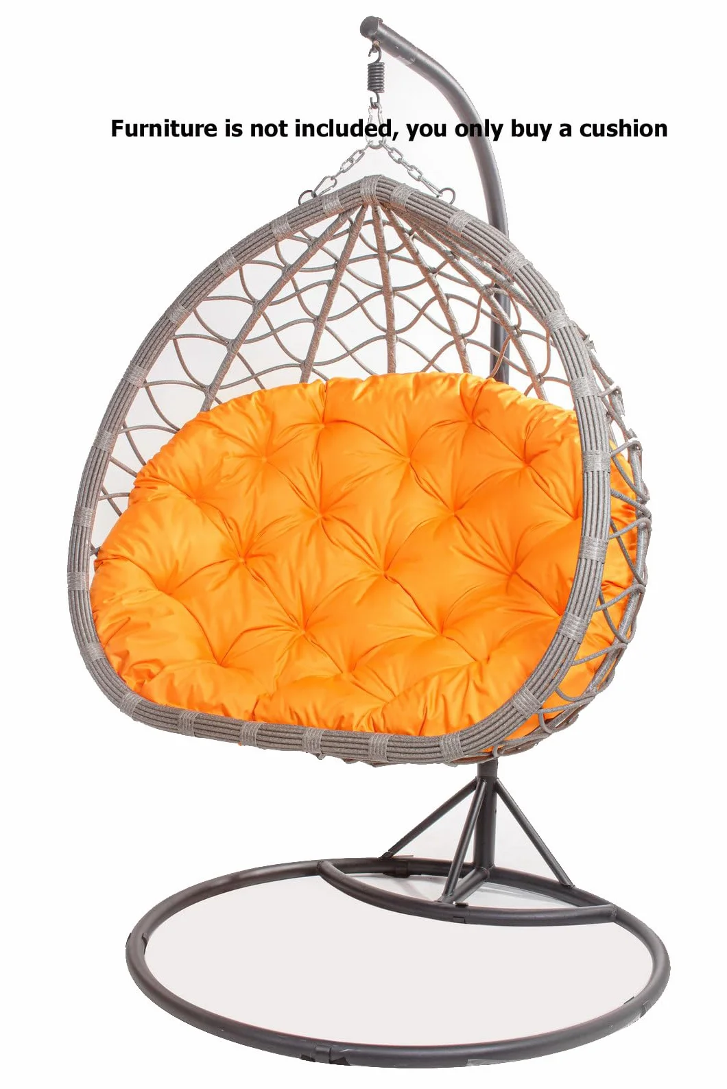 Cojín para sillón colgante, 130 x 100 cm, cojín para cesta colgante, cojín, cesta colgante, cesta de columpio, cojín de respaldo (naranja)