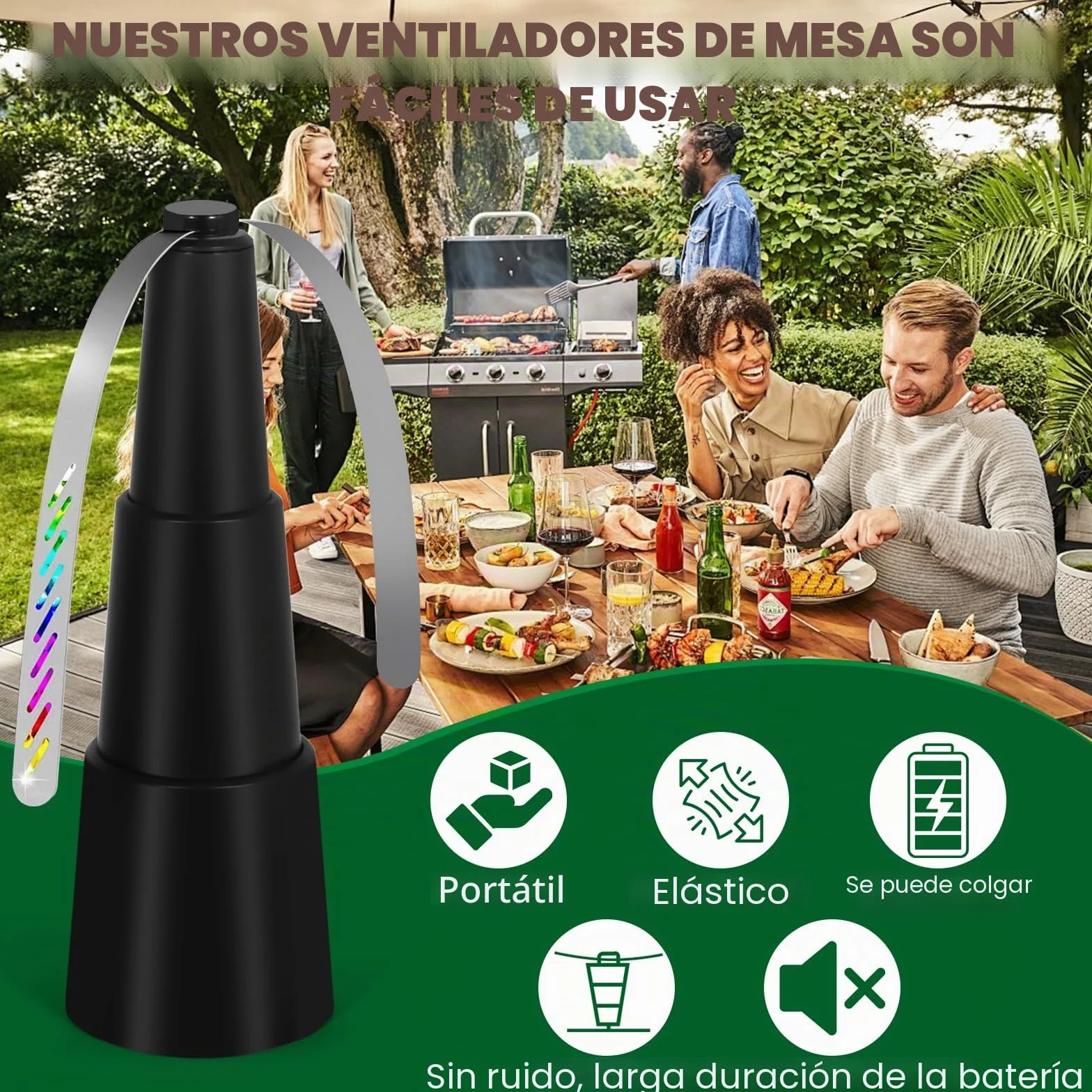 Ventilador Repelente de Moscas, Ventiladores para Moscas de Picnic, Repelente de Insectos, Ventilador de Mosca para Terraza, Picnic, Barbacoa, Exterior e Interior(2 Pieza)
