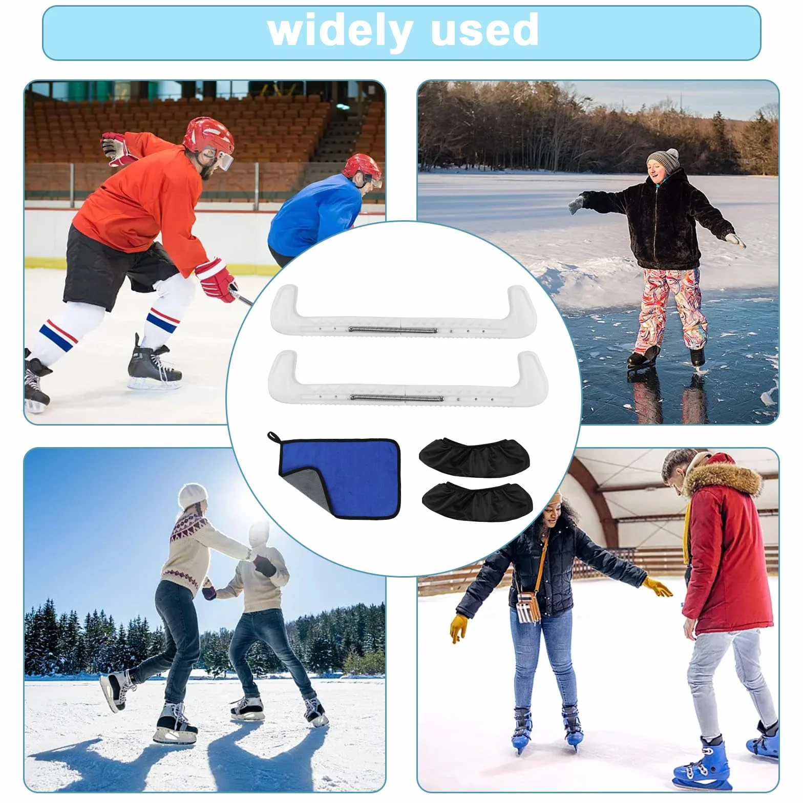 Protege Lame Patin A Glace Ajustables con Funda Protectora, Incluye Toalla, Patinaje Artístico Y Hockey sobre Hielo