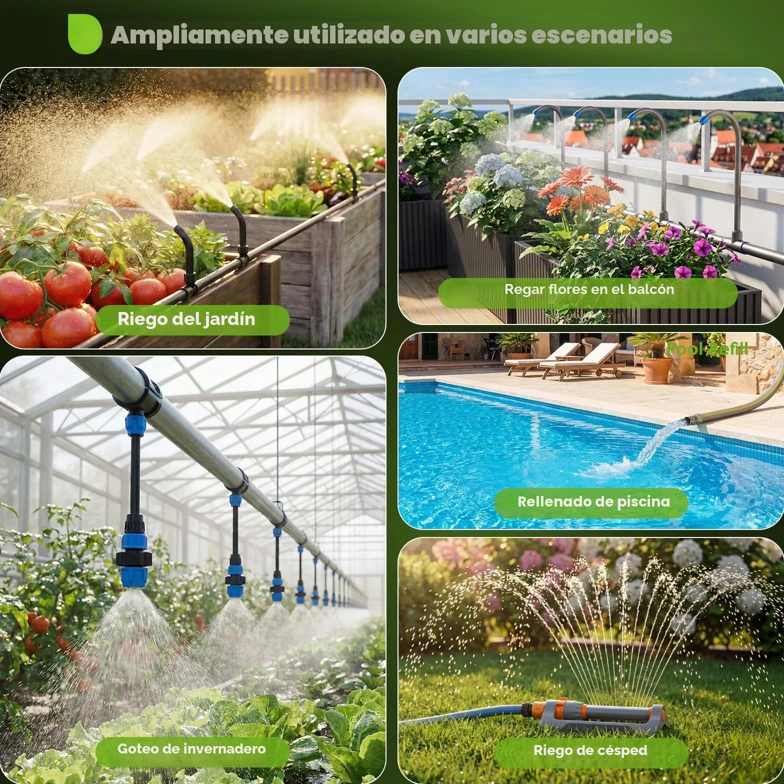 Pantalla LCD Programador de Riego Automático, Sistema de Riego Automático, con 3 Programas de Riego Independientes/Función de Retardo de Lluvia，Apto para Riego Césped/Patios