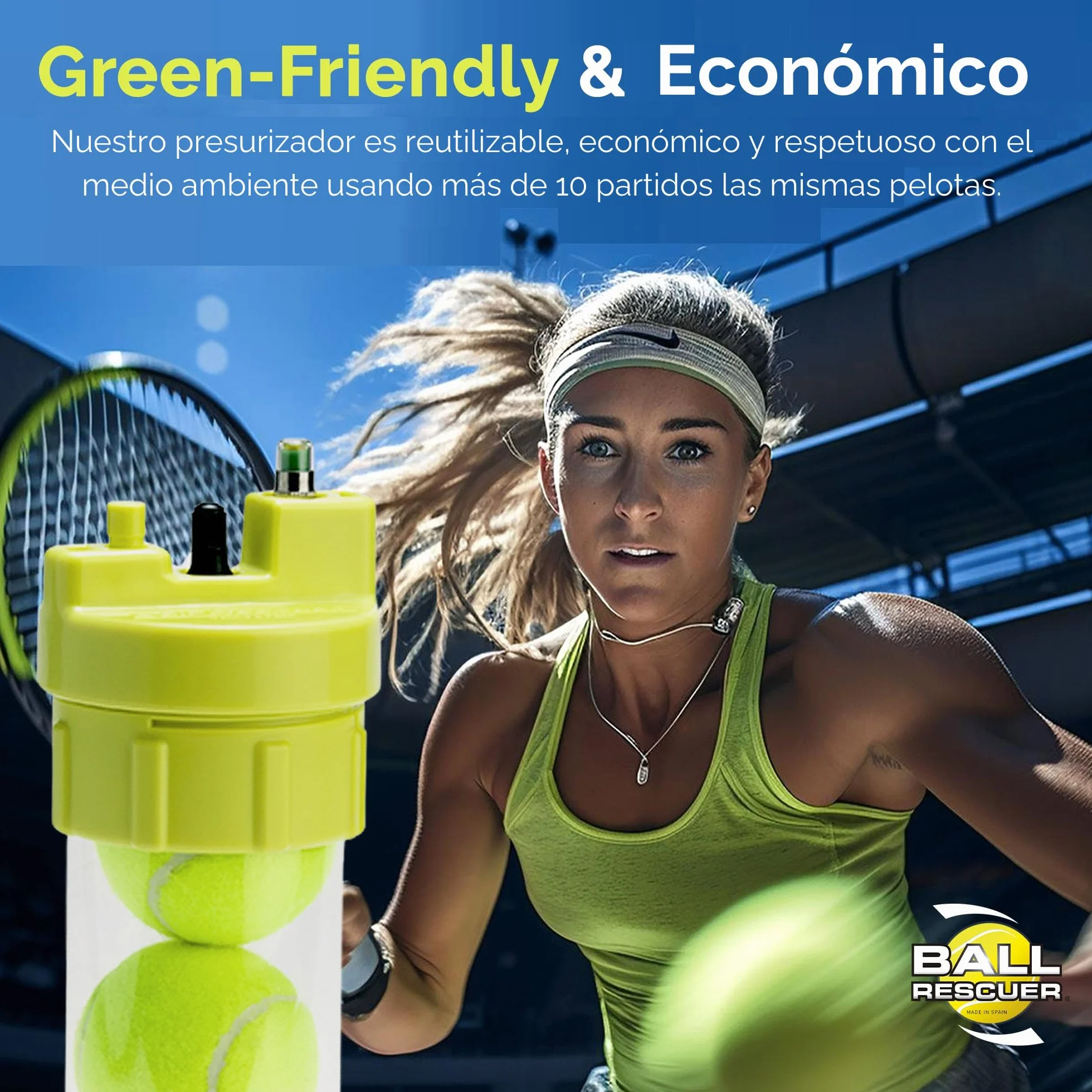 Ball Rescuer 30 PSI Presurizador de Pelotas de Pádel o Tenis Adaptable a Envases de Tres o Cuatro Bolas