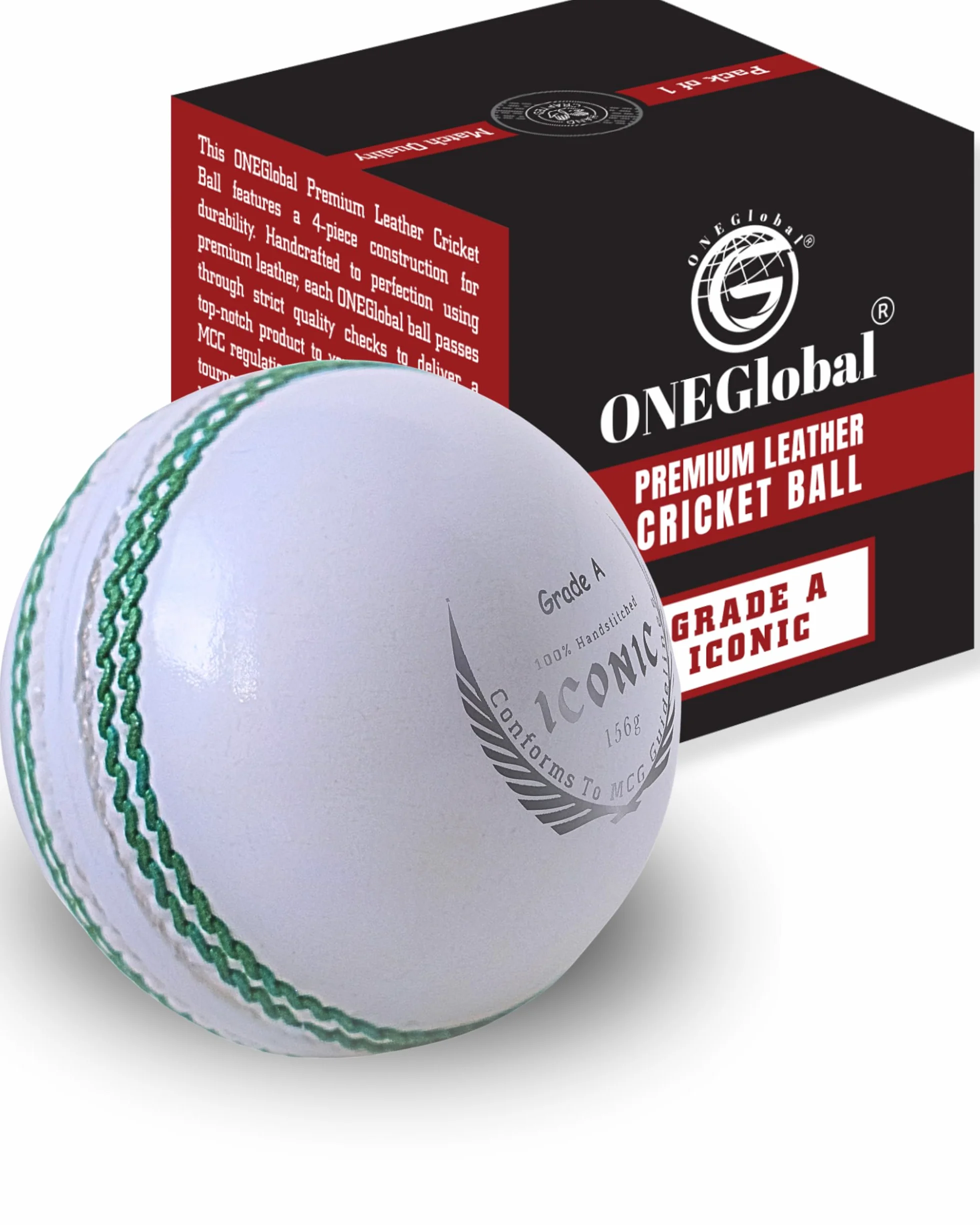 Icónica pelota de críquet de cuero cosida a mano 156 g impermeable 4 piezas