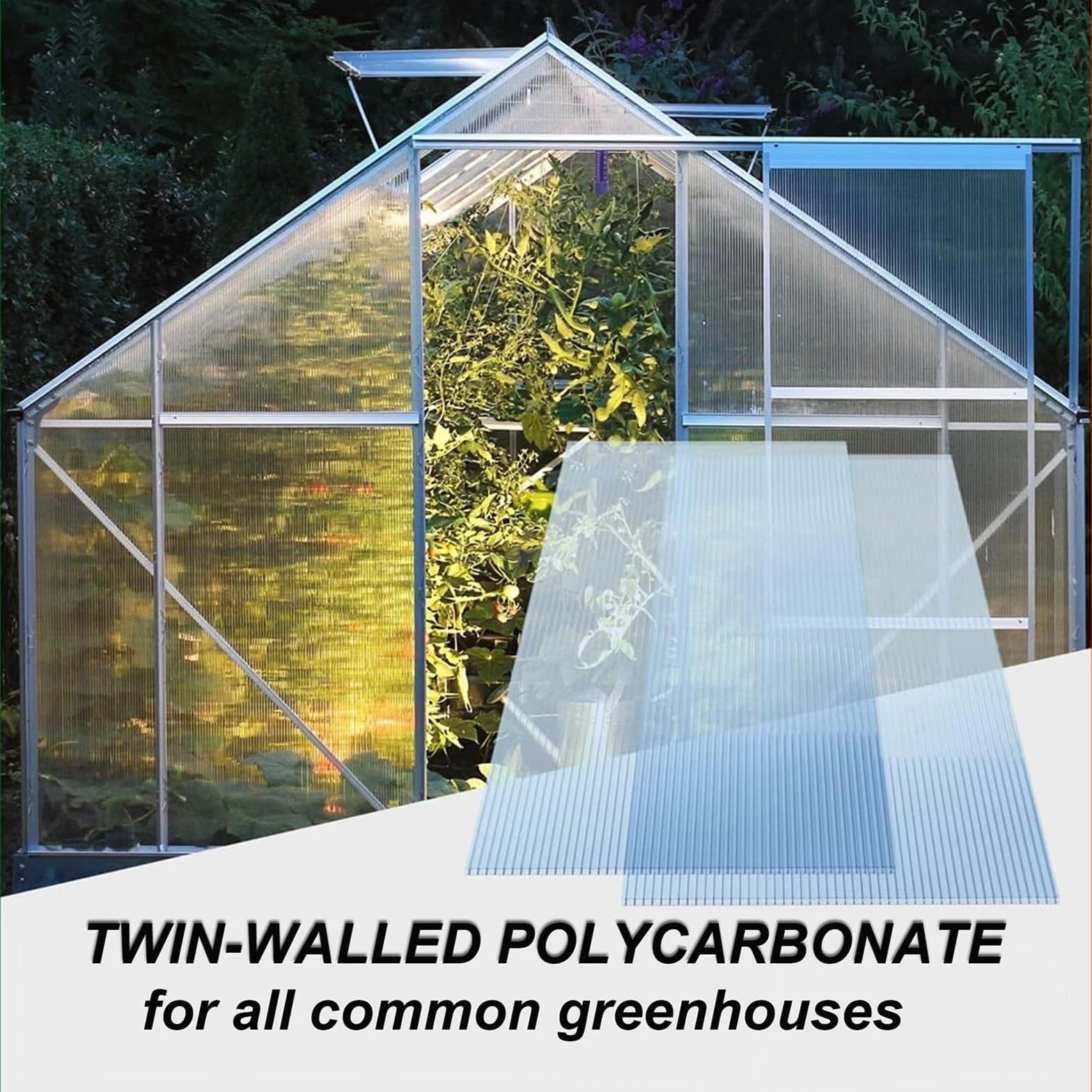12 Paneles de policarbonato de Doble Pared para Invernadero, lámina de Techo de policarbonato Transparente Aislante, lámina de Cubierta fácil de Cortar para jardinería y Agricultura al Aire