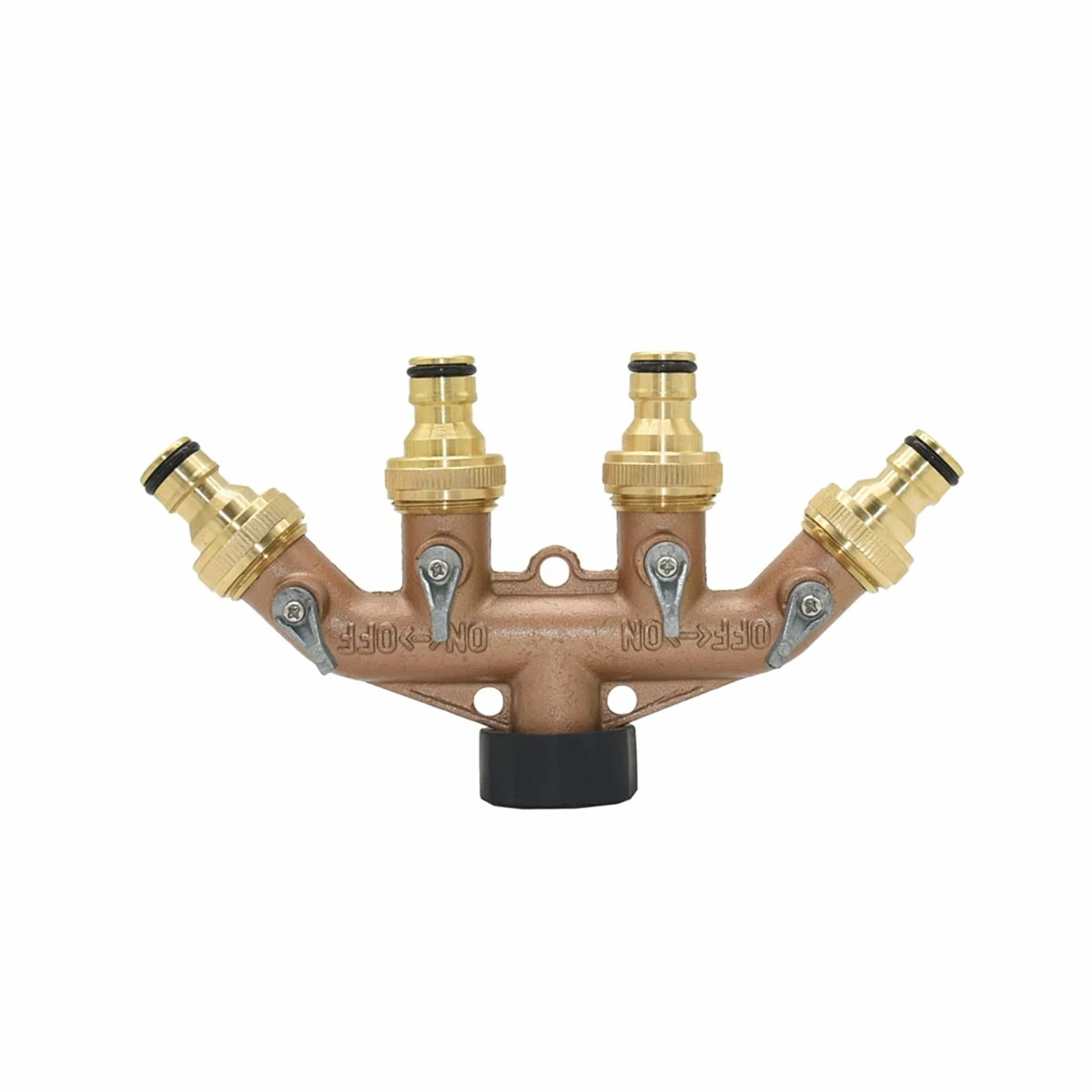 Accesorios para tuberías de riego, Accesorios de riego por Goteo Conector rápido Grifo jardín Cuatro vías roscado 3/4 Pulgada