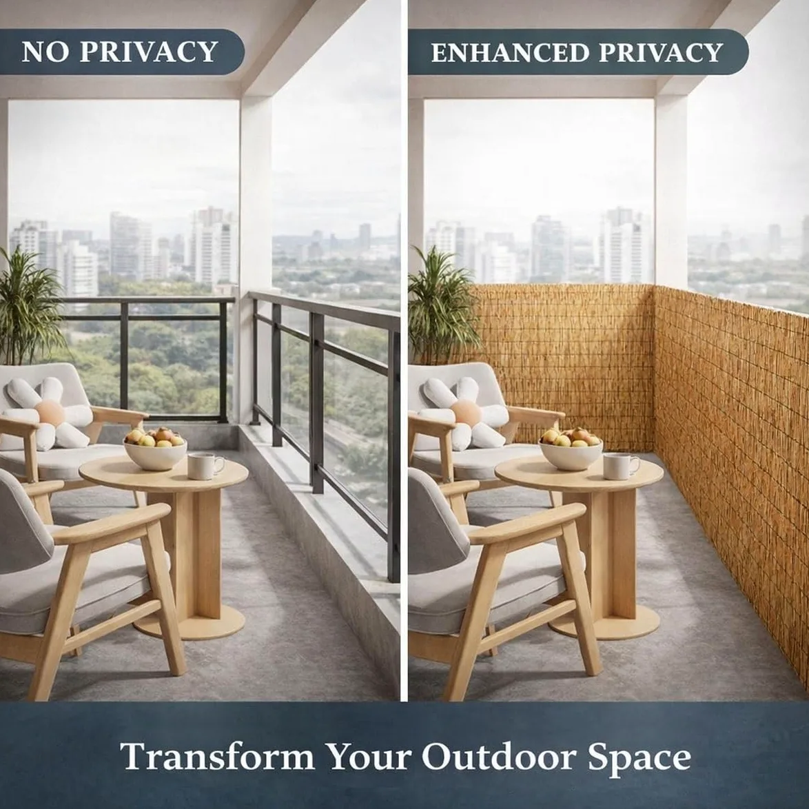 Valla de Jardín de Cañizo Natural, Rollo Separador de Ocultación y Privacidad para Terraza y Balcón, Pantalla Cortavientos y Parasol Exterior de Caña Orgánica Natural(H 140 * 800 CM)