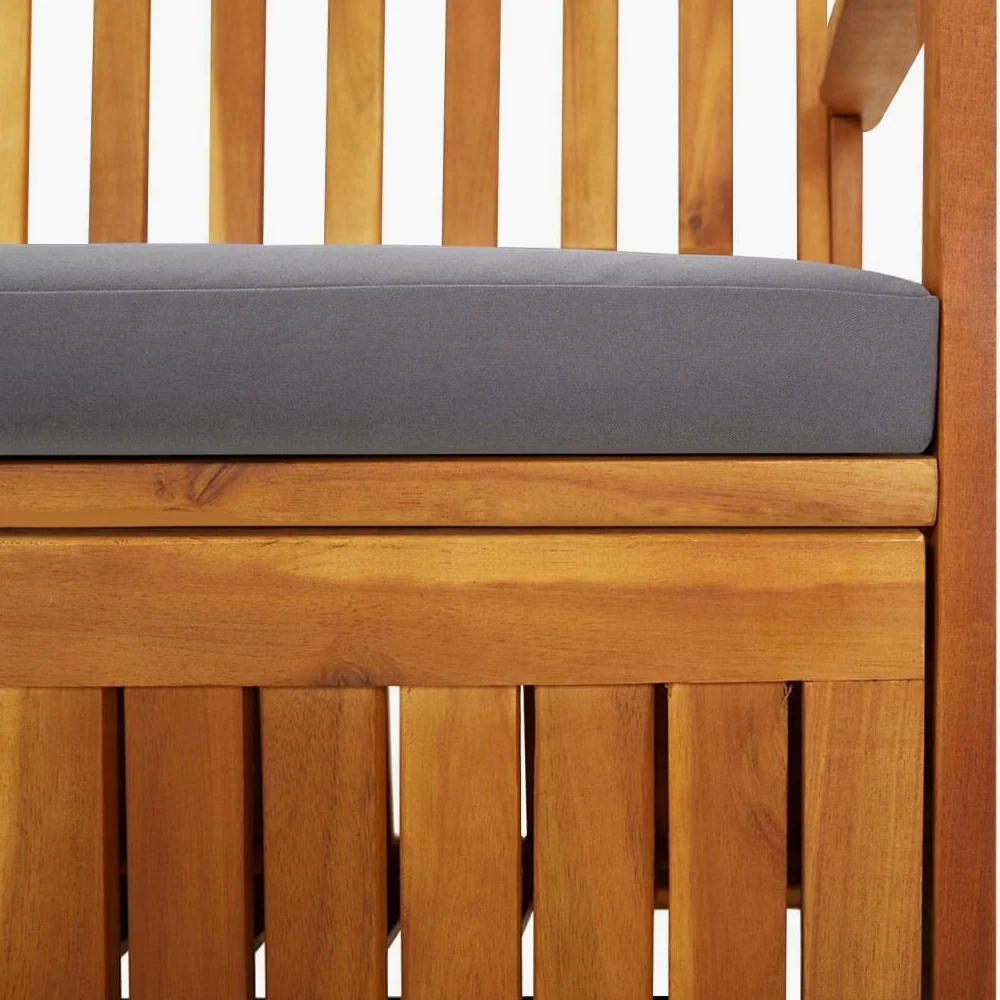 vidaXL Banco de Almacenaje con Cojín Contenedor Otomana Taburete Asiento Butaca Baúl Cofre Patio Muebles Madera Maciza de Acacia 148 cm